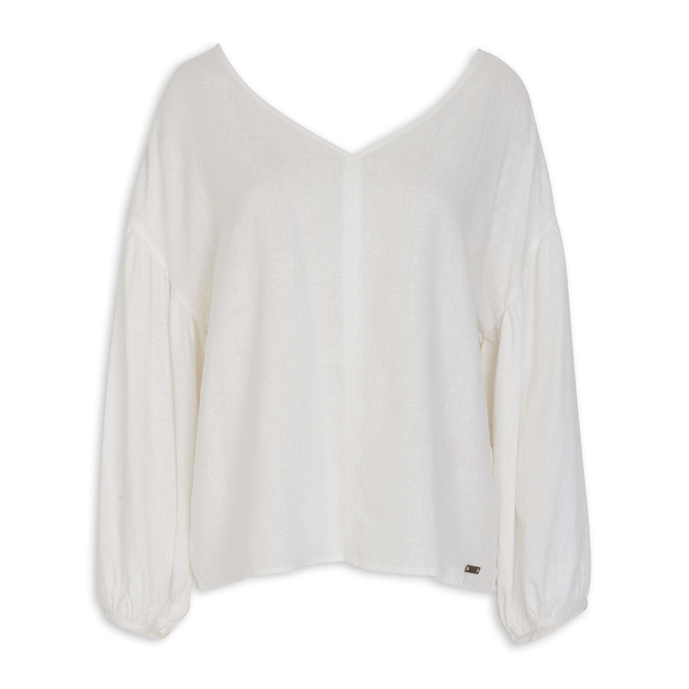Elegant white ruffled blouse_CWTDSL00051 main image 1