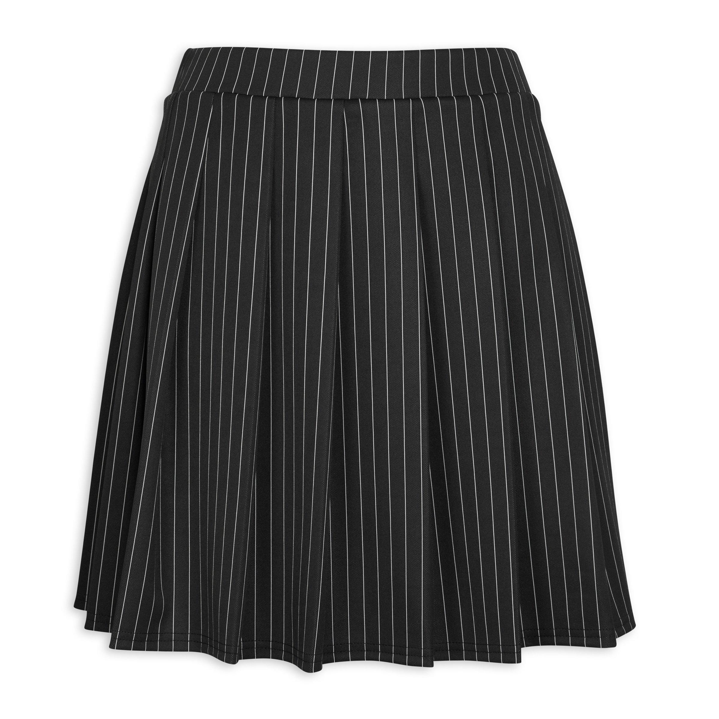 Pleated black and shop white striped mini skirt