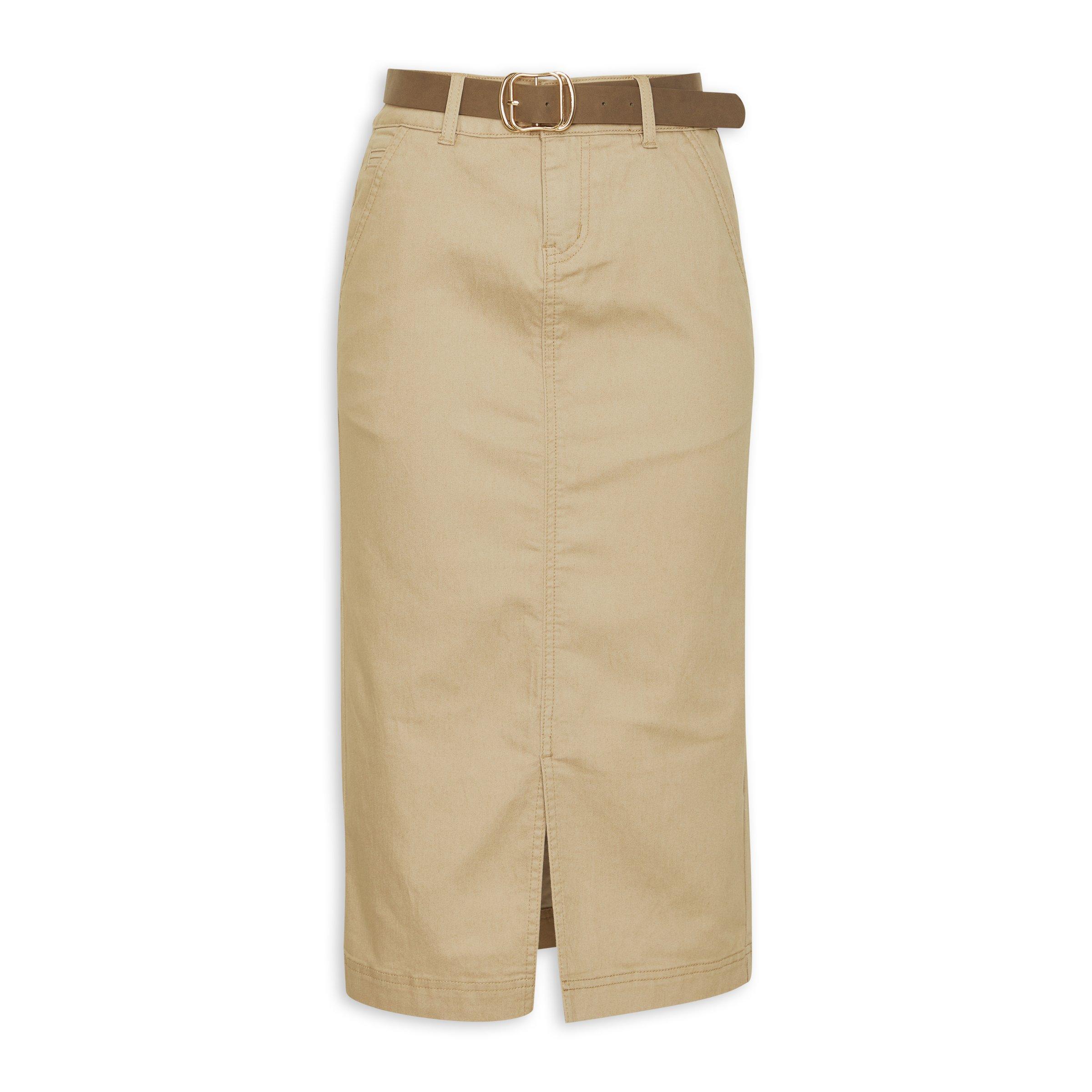 Beige Belted Pencil Skirt 3125540 TRS