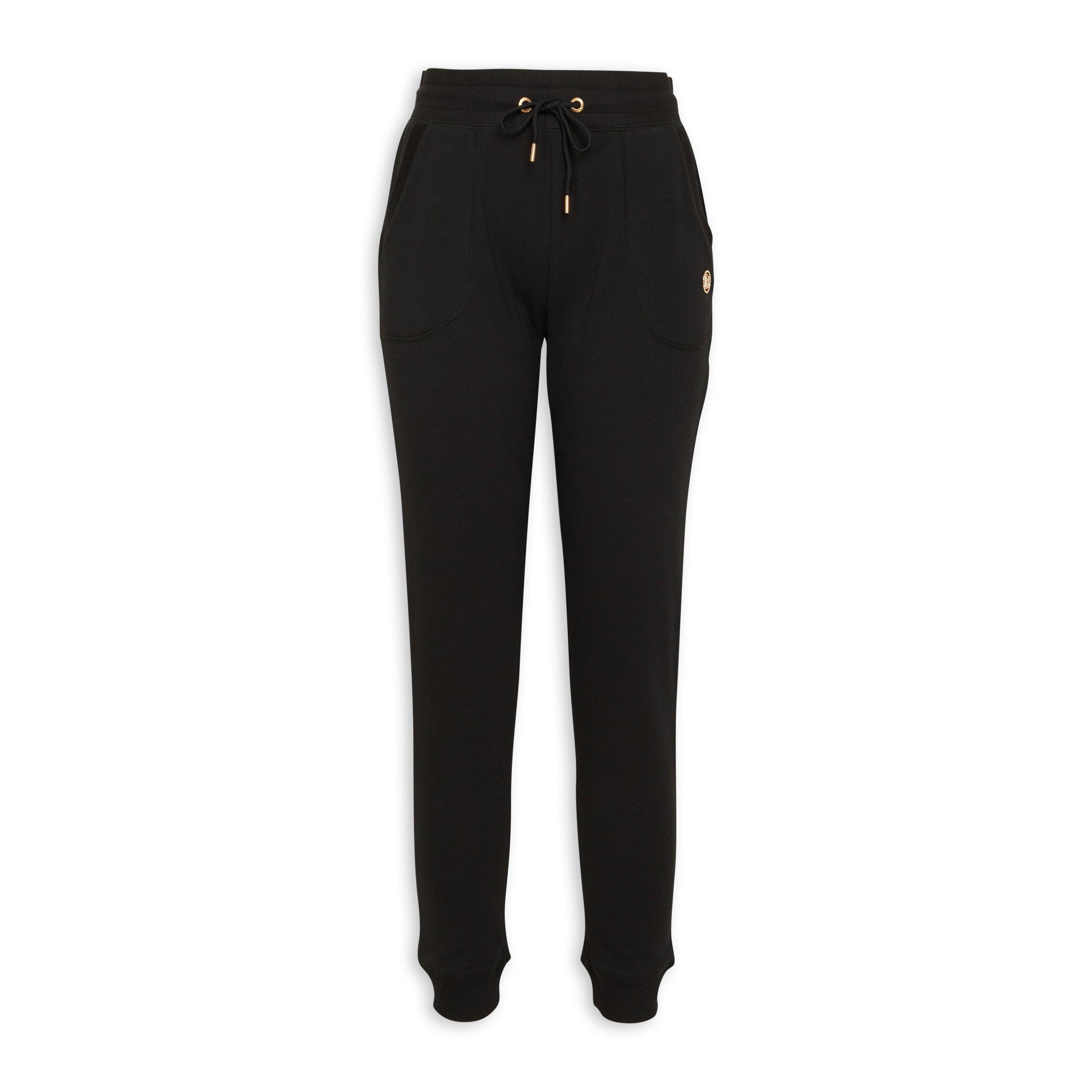 SOURCE SS Embroidered Black Midweight Fleece Joggers
