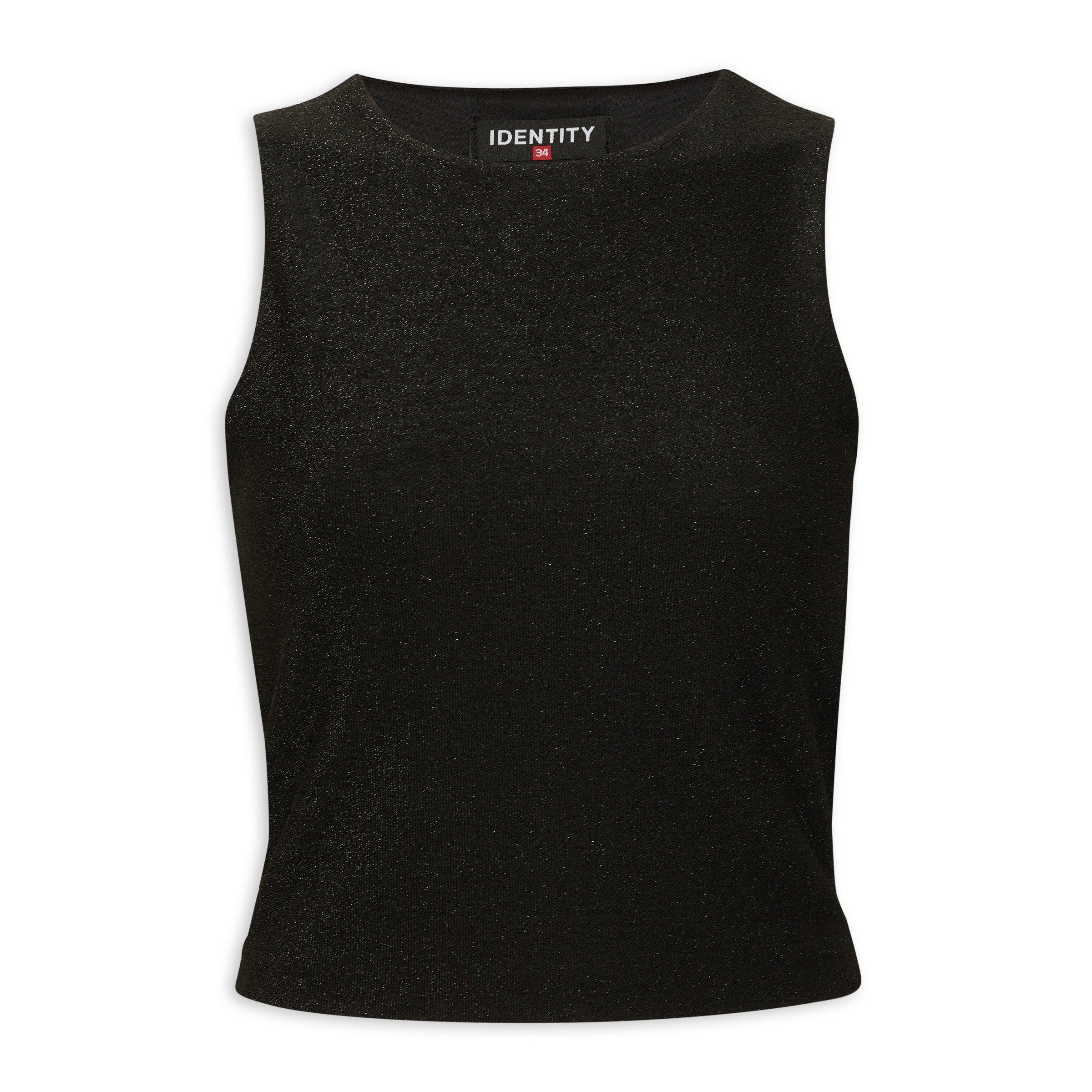 TANK TOP 633197 IN BLACK COTTON EMBOSSED PEARL
