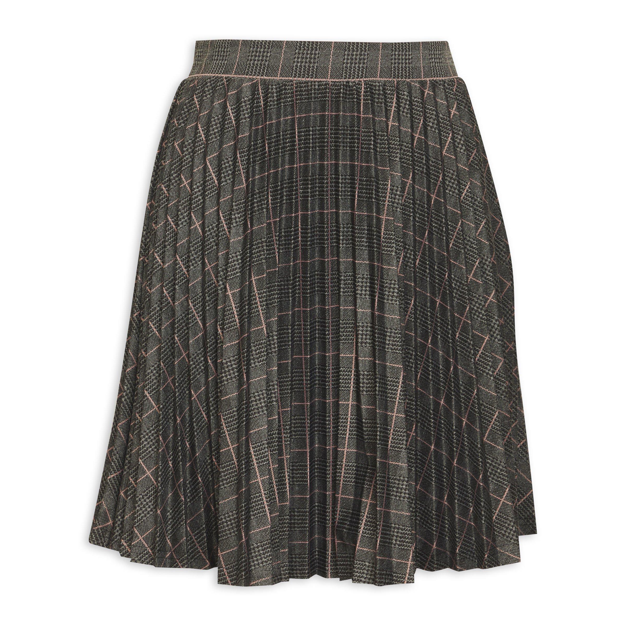 Grey Check Pleated Skirt 3129074 Identity