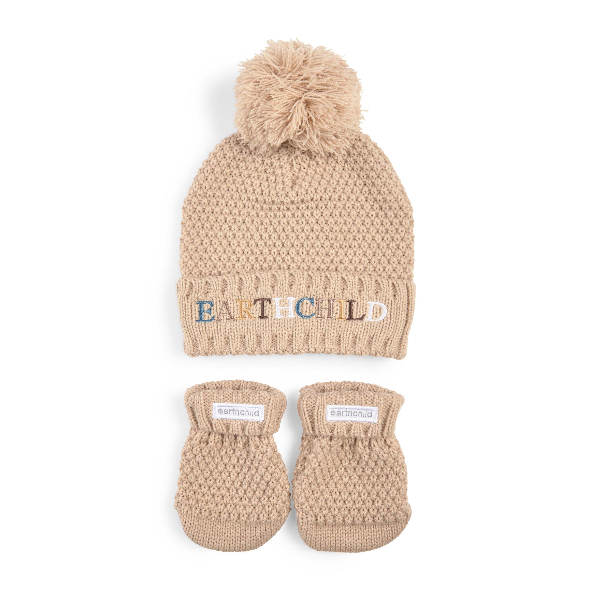 Baby Timberland Hat And Gloves Baby Girl Brown Beanie Mitten Set