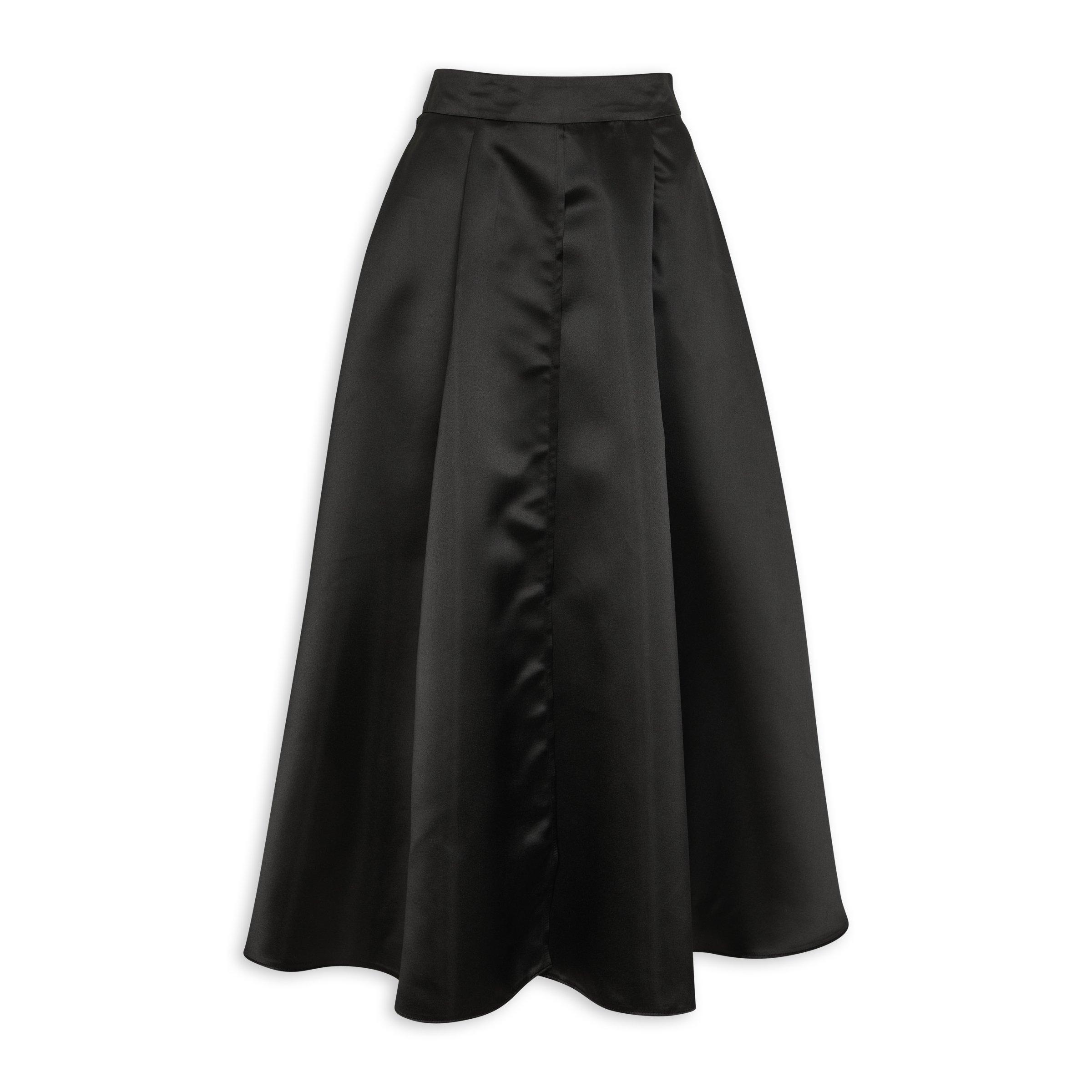 Long black wrap around skirt best sale