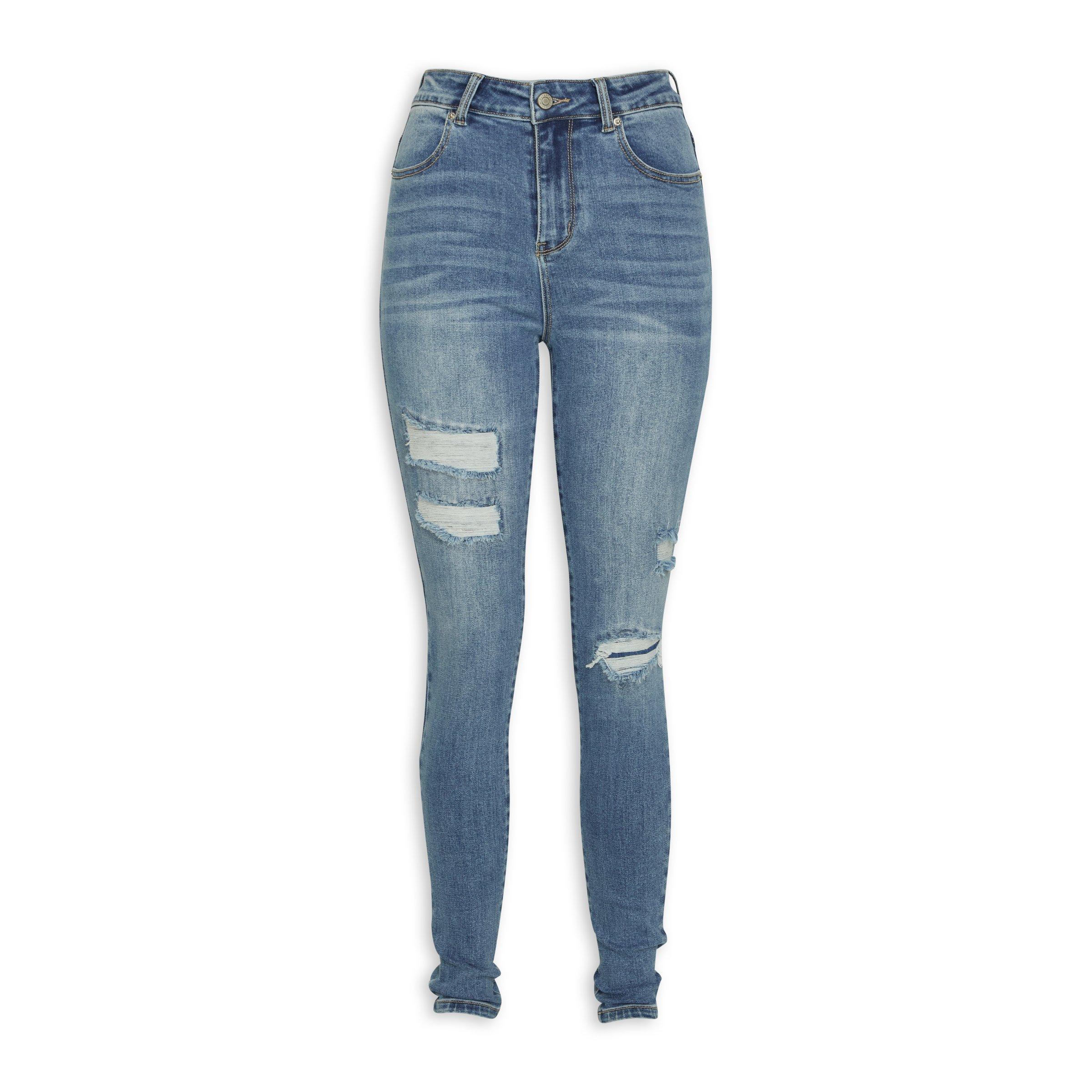 Mid Blue Super Rip Joni Skinny Jeans Blue Ripped Topshop Jeans