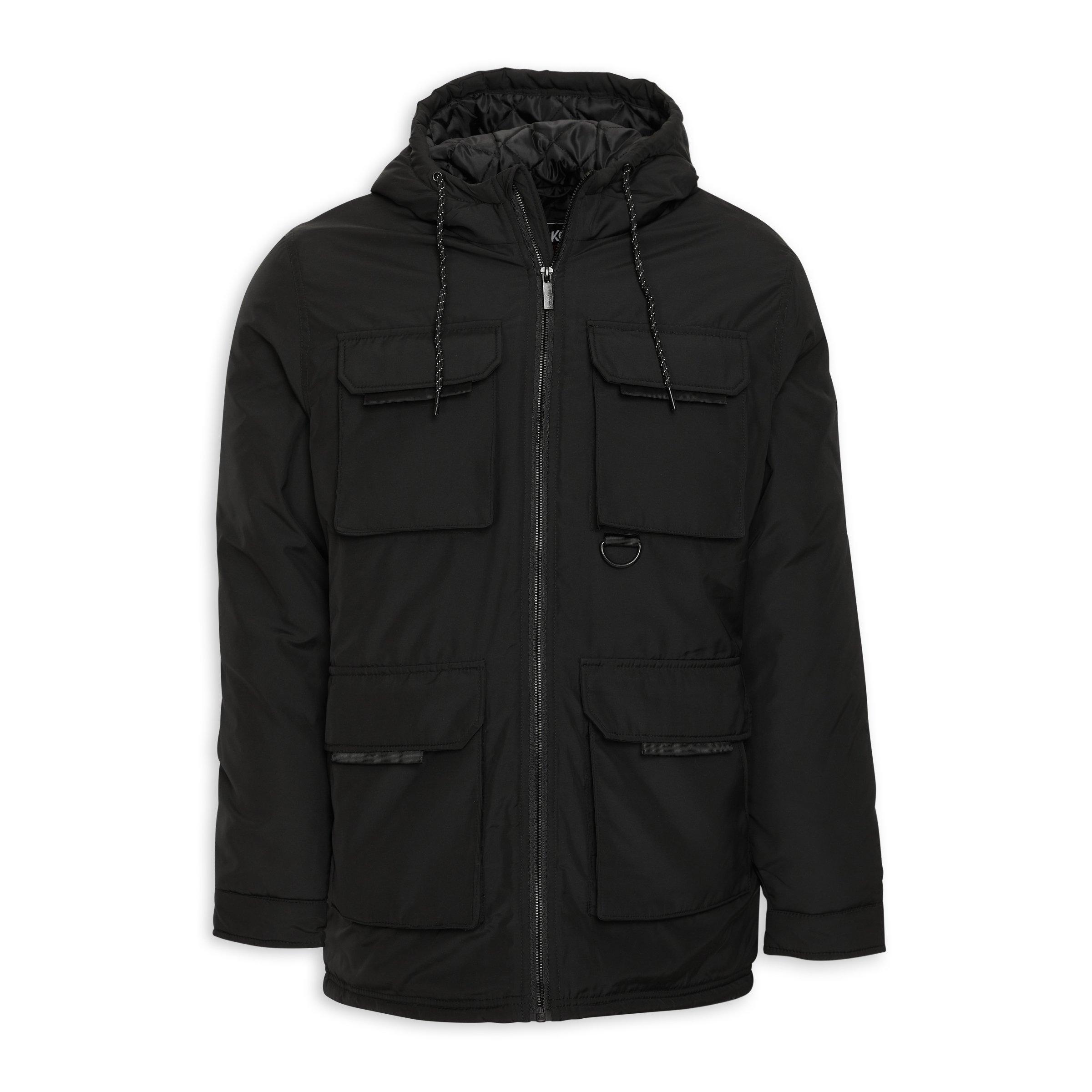 Black Parka Jacket With Hood main image 1