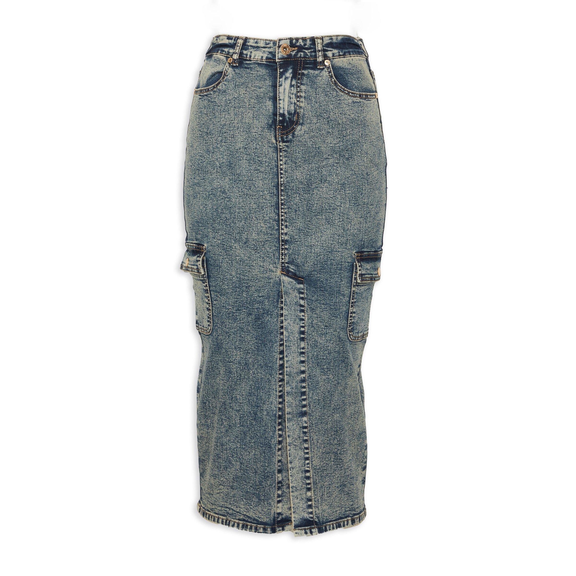 Denim Column Skirt