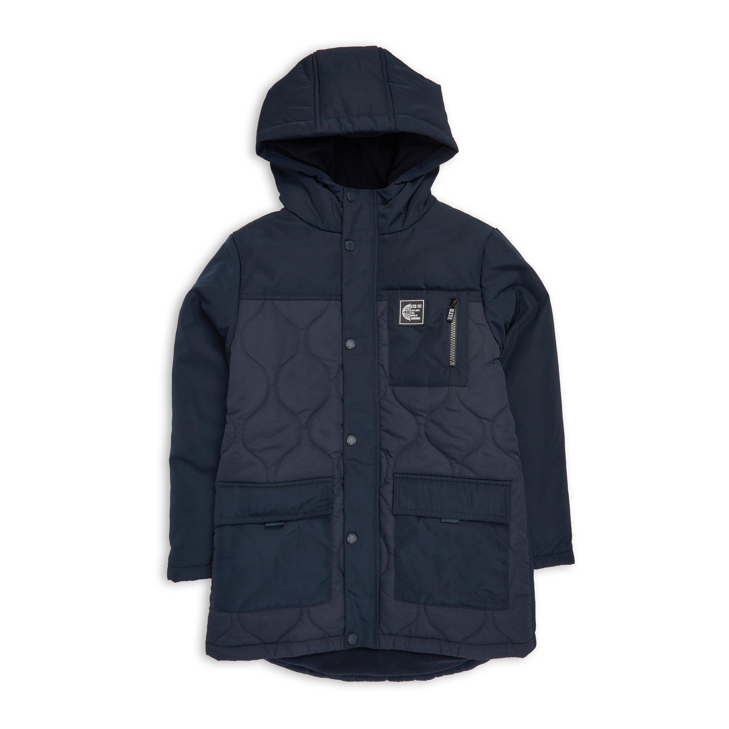 Boys Navy Tech Parka Jacket - Main Image