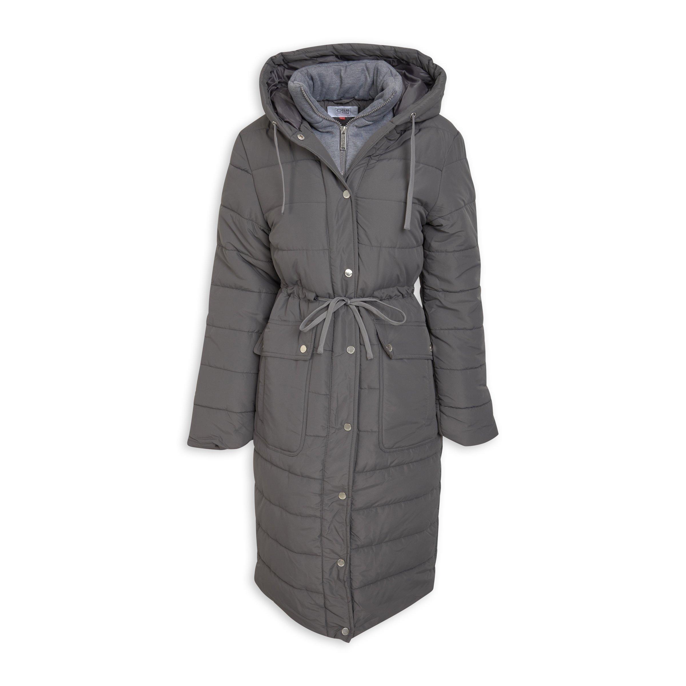 Grey Long Puffer Jacket
