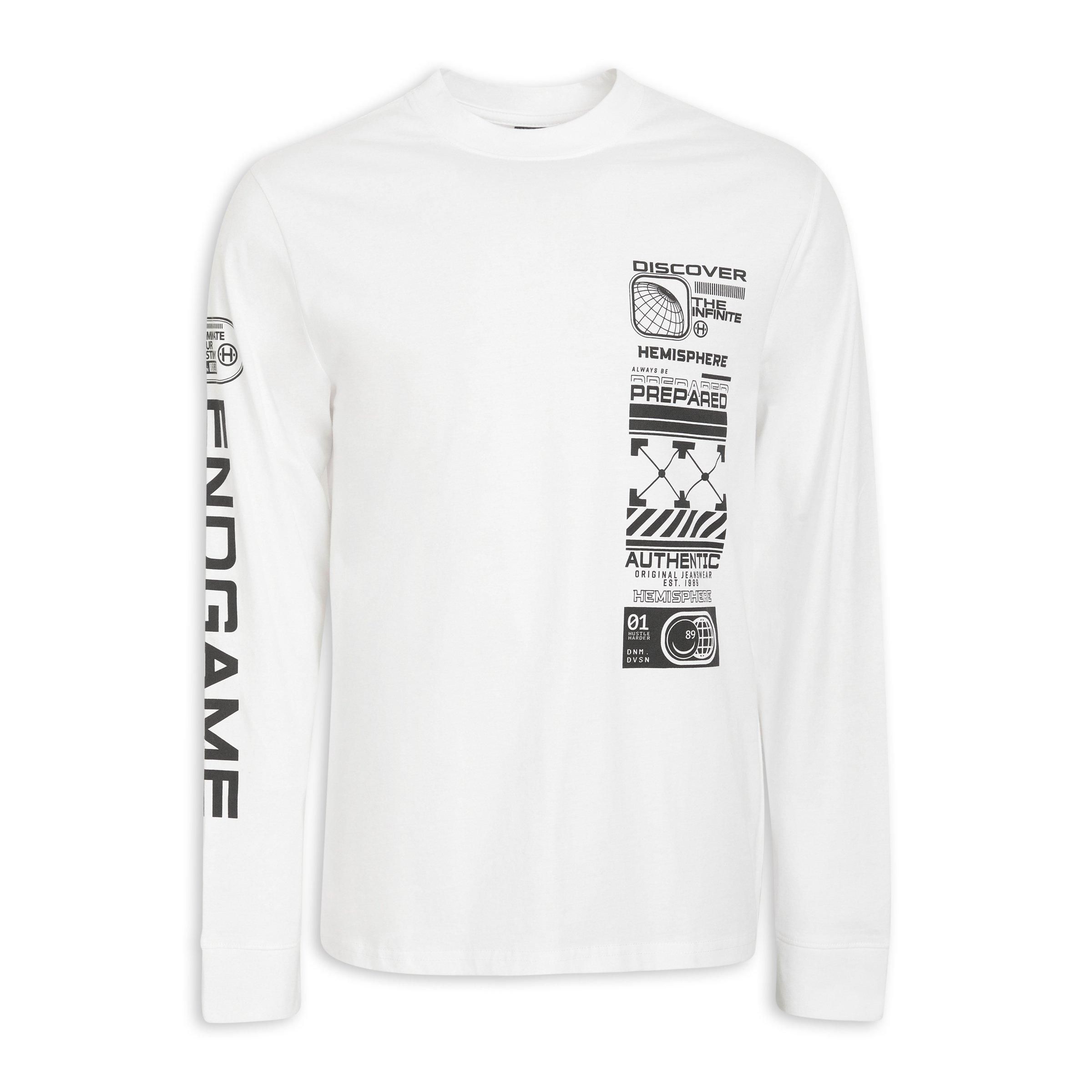 White Graphic Long Sleeve T-shirt (3142256) | Hemisphere