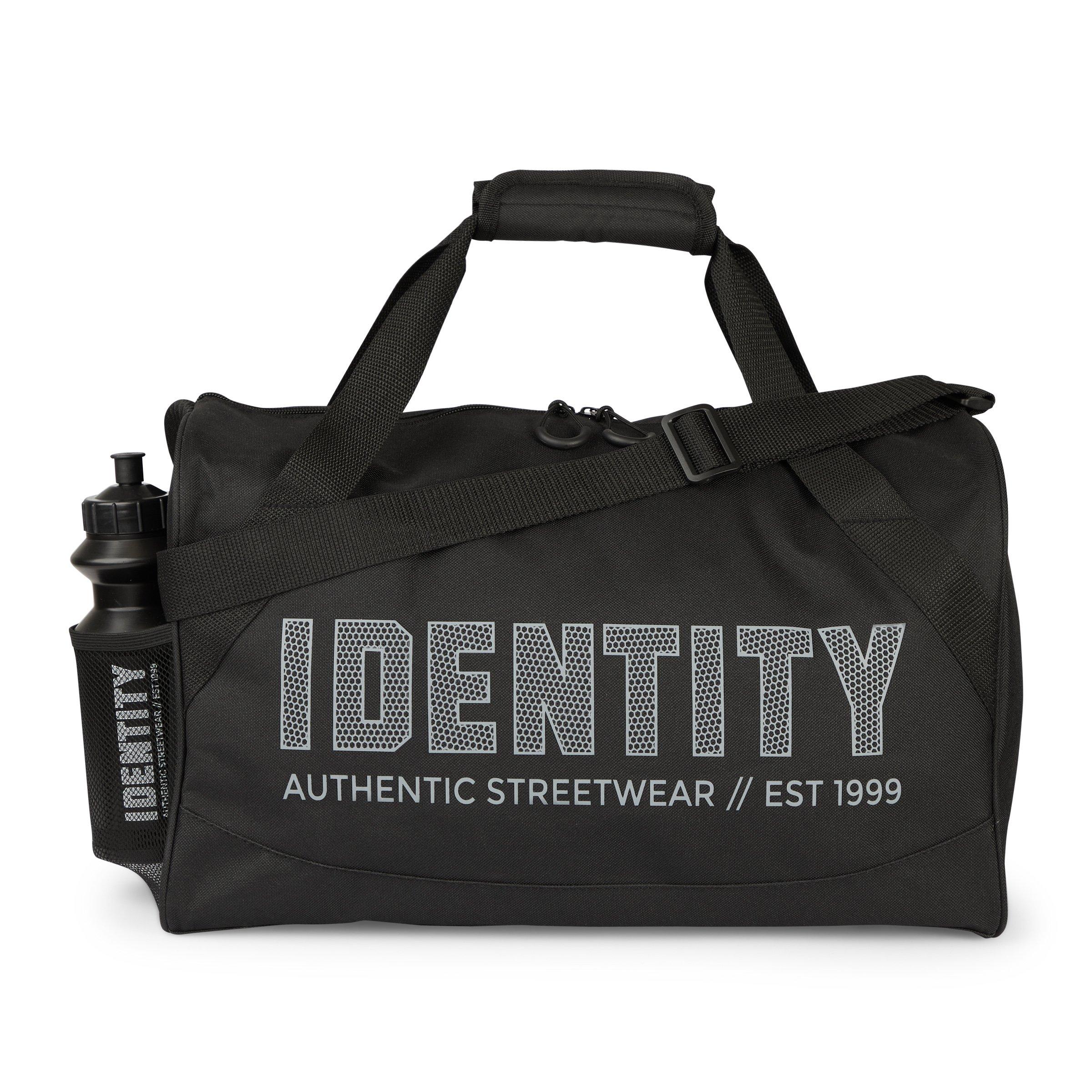 Black Weekender Bag With Bottle