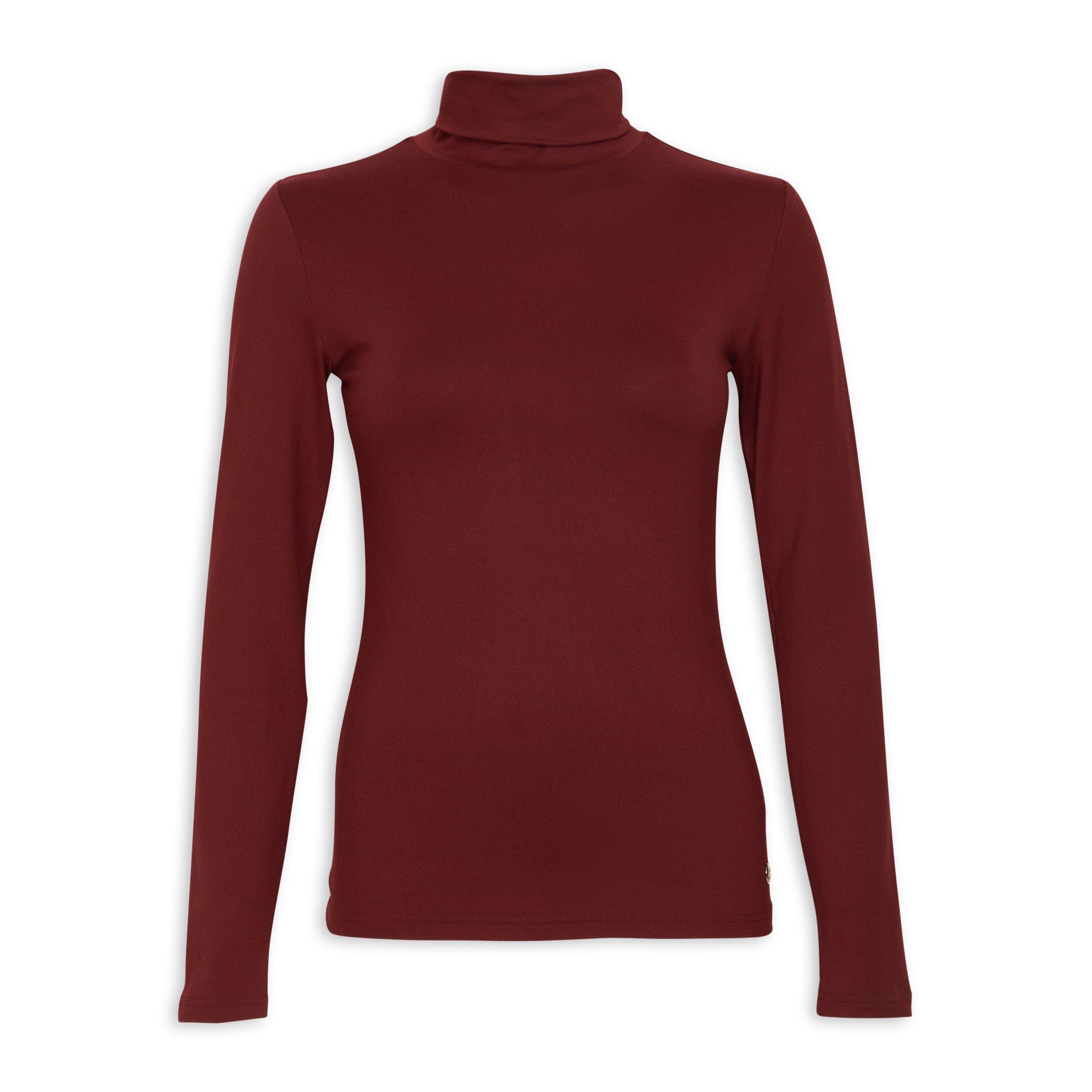 Burgundy Polo Neck Fitted T-shirt (3144920) 