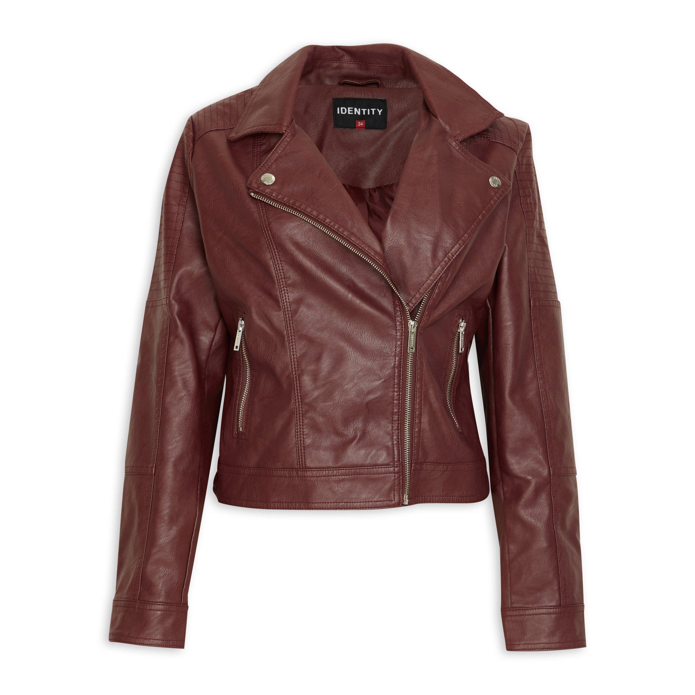 Burgundy biker jacket womens hotsell