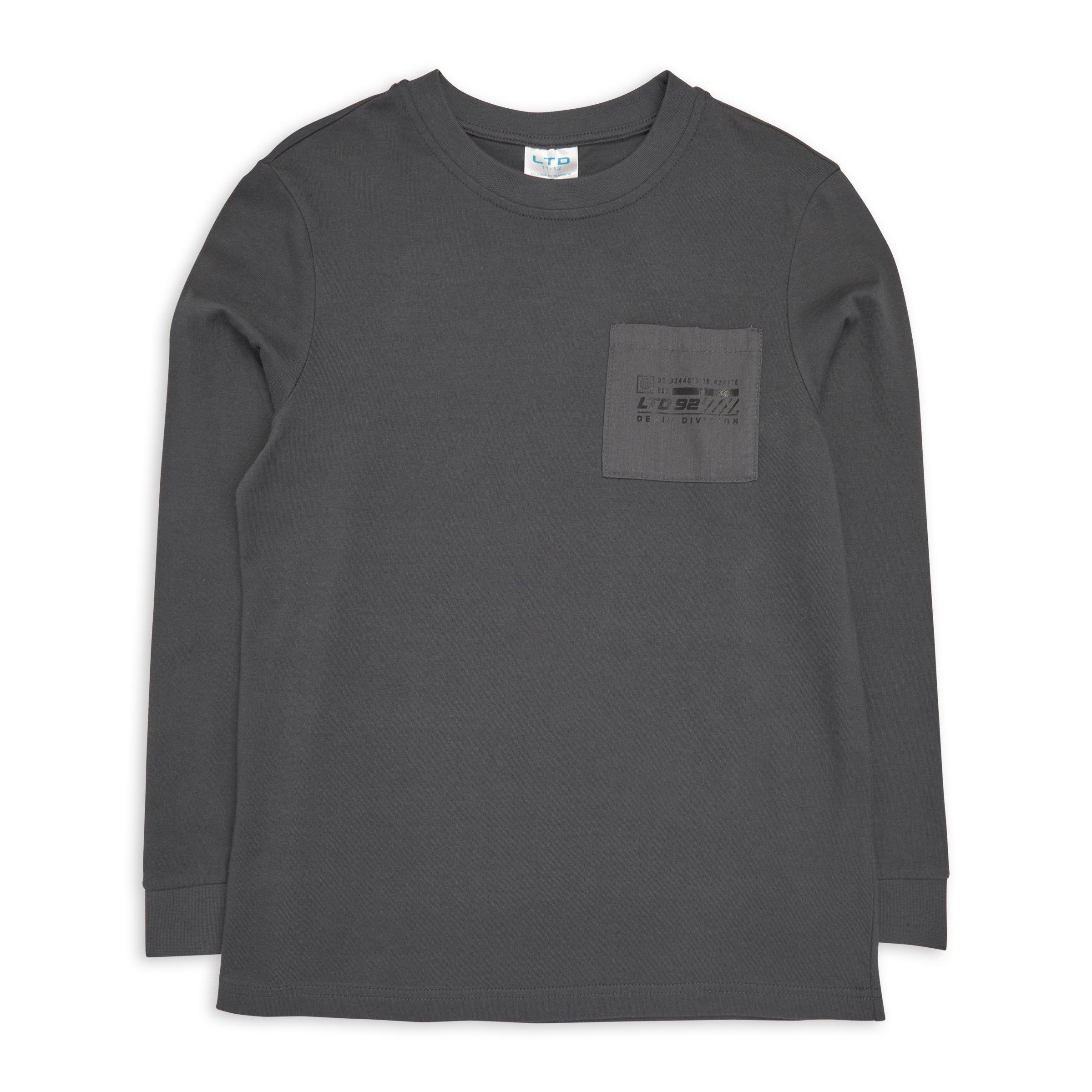 Boys Grey Printed Extended Sleeves T-Shirt With Denim Shorts Set