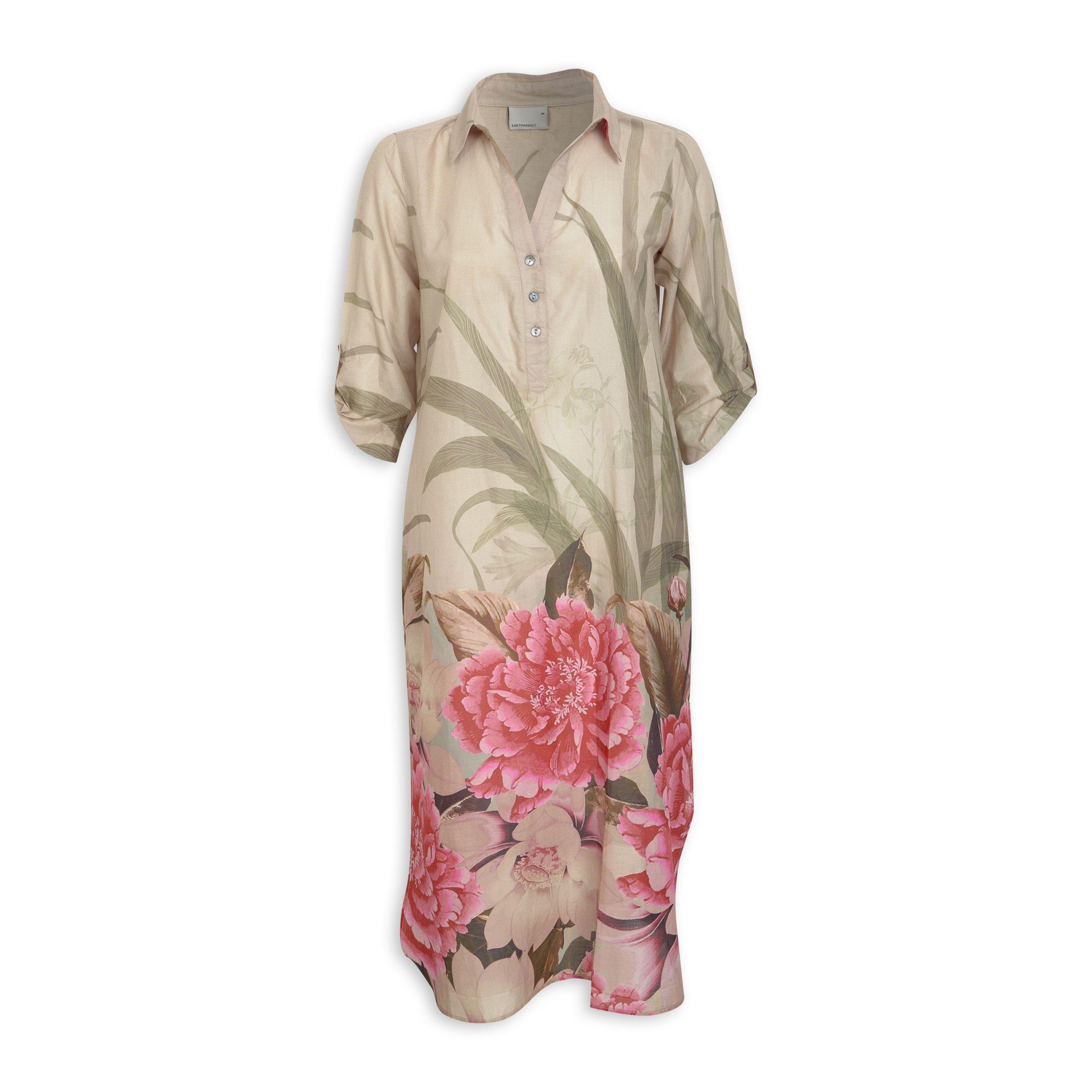 Stone Floral Print Tunic Dress