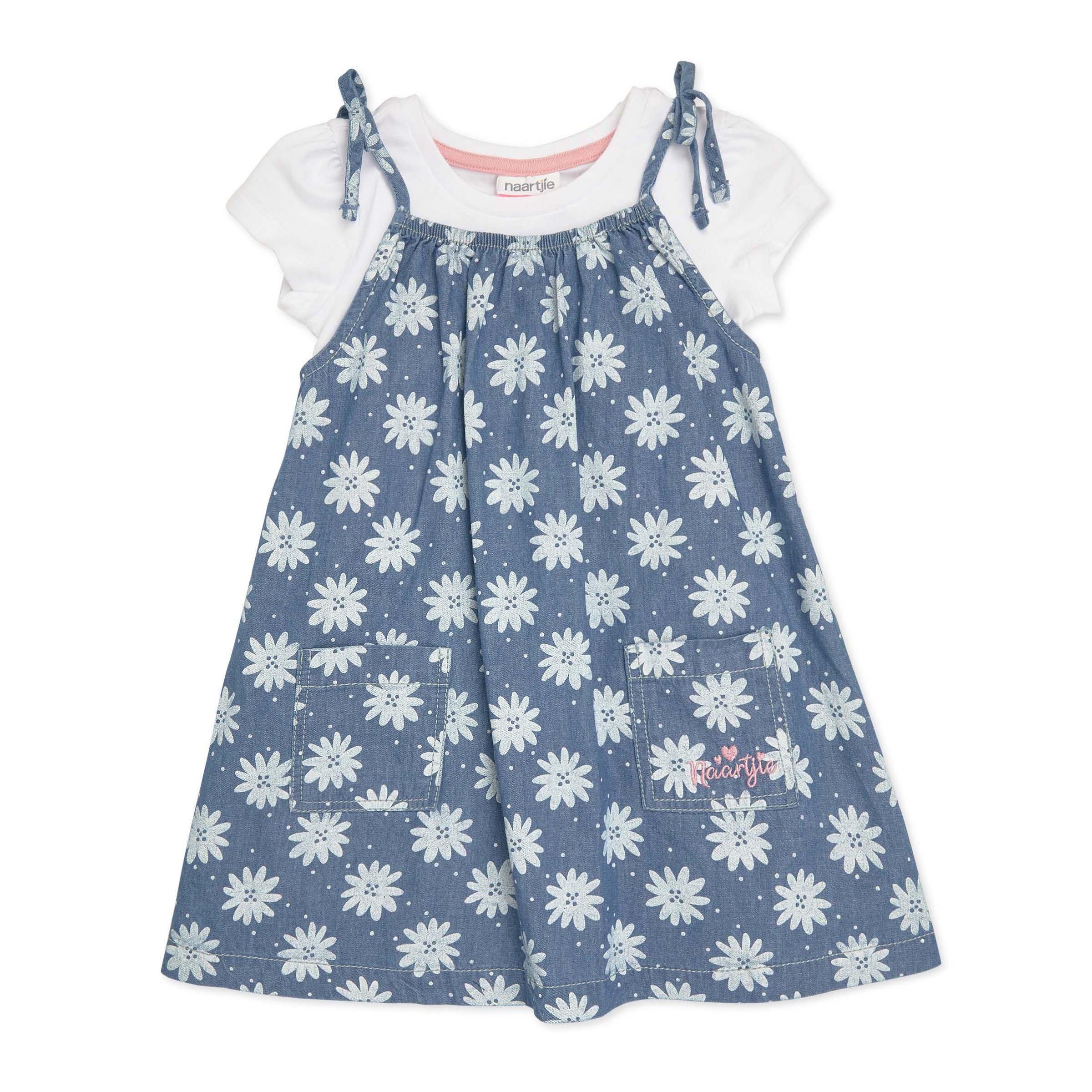 Baby Girls Green Printed T-Shirt with Grey Denim Jeans – Stylish 2 Piece Casual Outfit Set main image 1