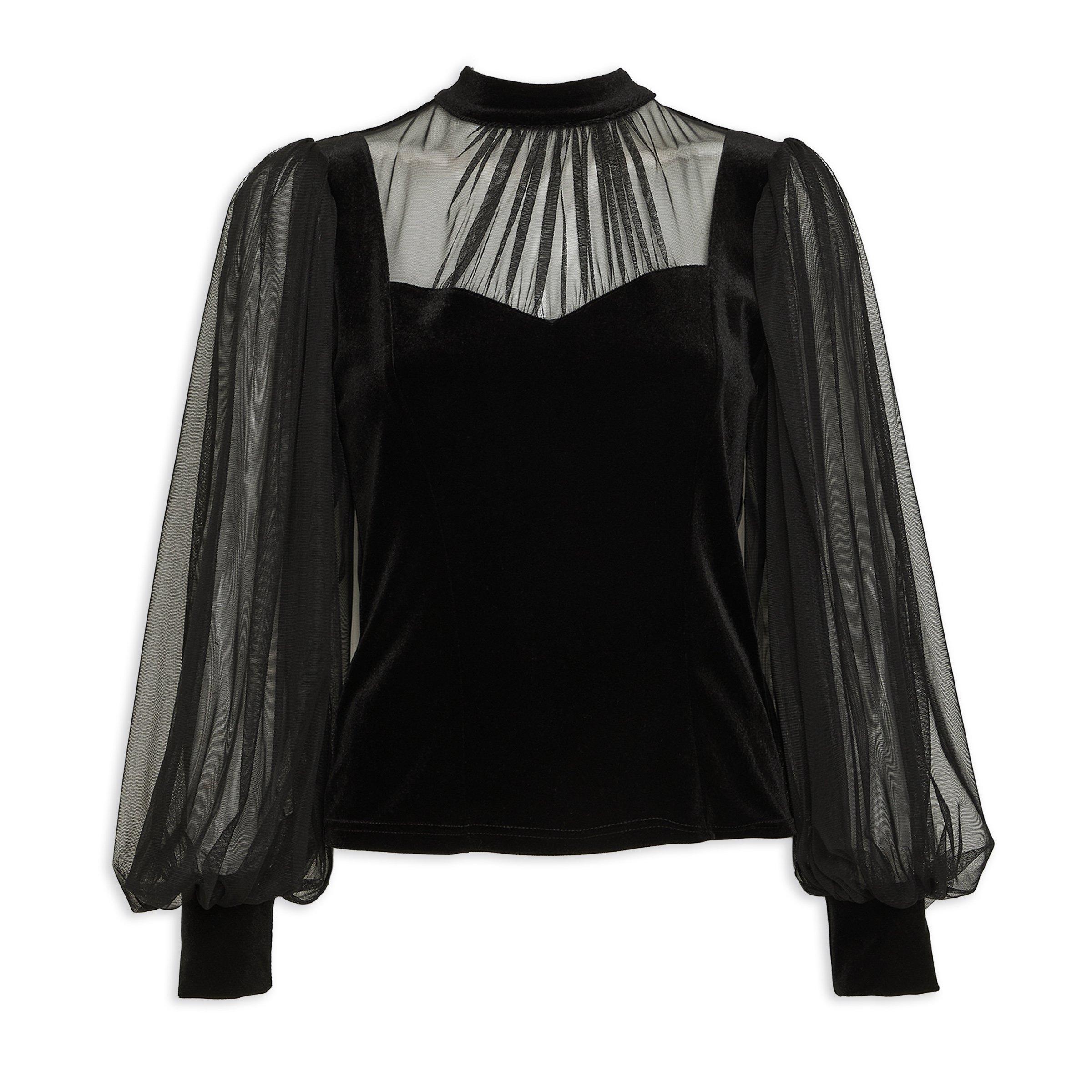 black chiffon blouse long sleeve