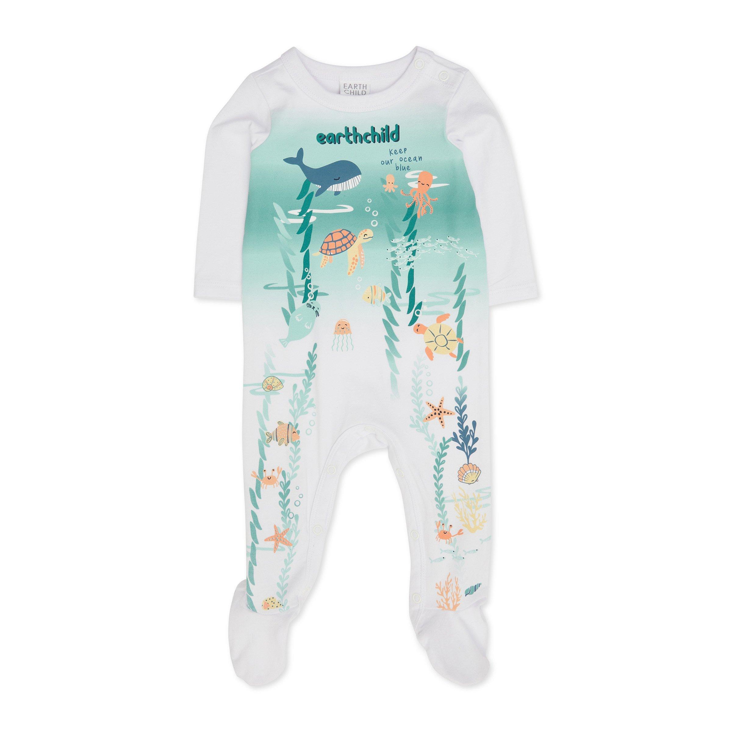 0-3M Blue & White Stripe Knit Romper - Earthchild
