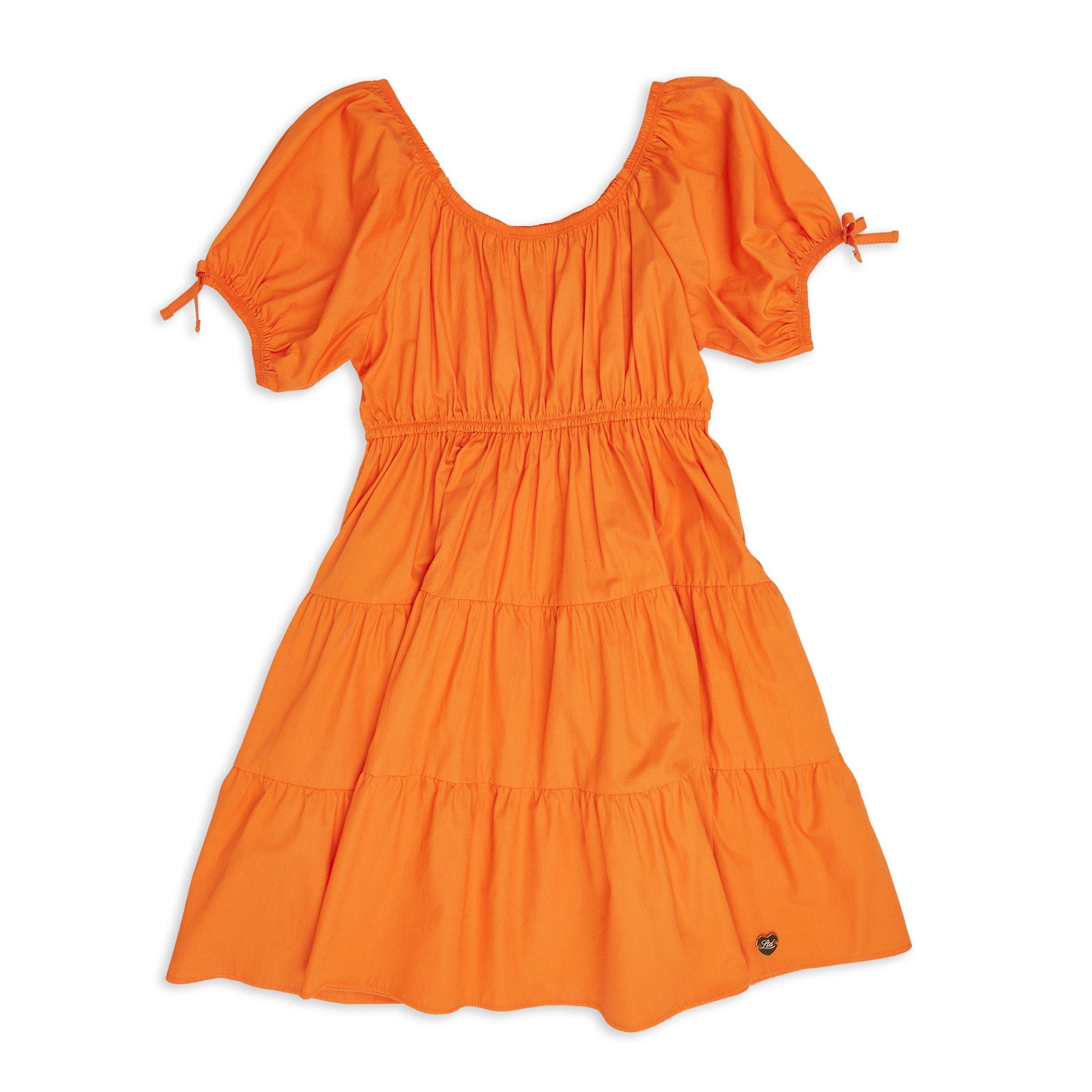 Kid Girls Orange Tiered Dress (3152553) | LTD Kids