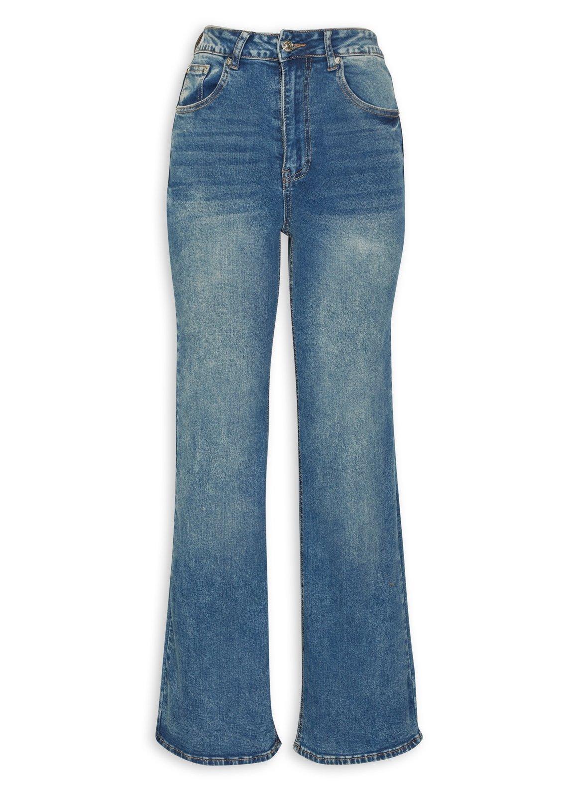 Indigo Denim Straight Wide Leg Pants