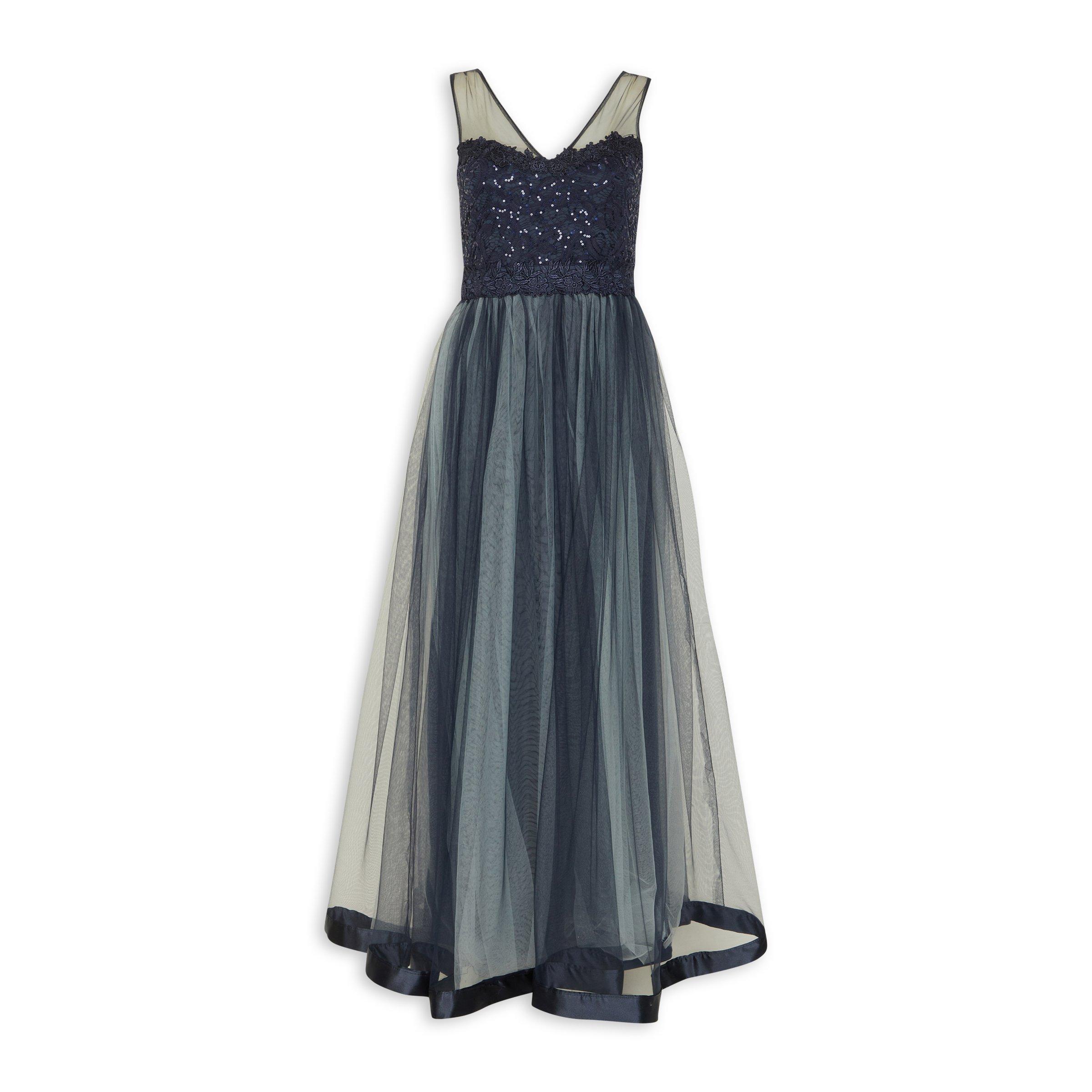 Navy Fit Flare Mesh Dress (3153921) Emily Moon