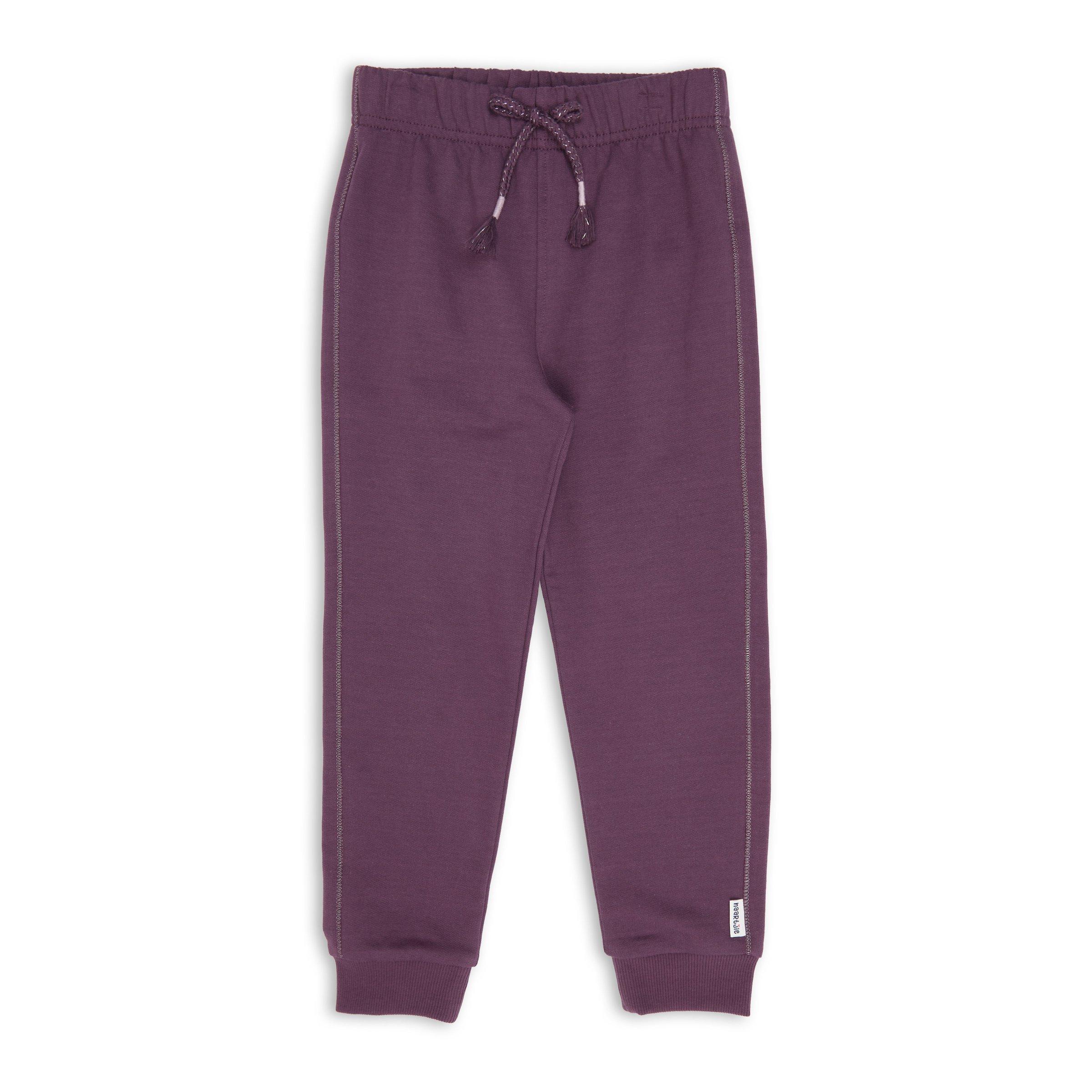 PURPLE MELANGE GIRLS FLEECE JOGGER - PURPLE