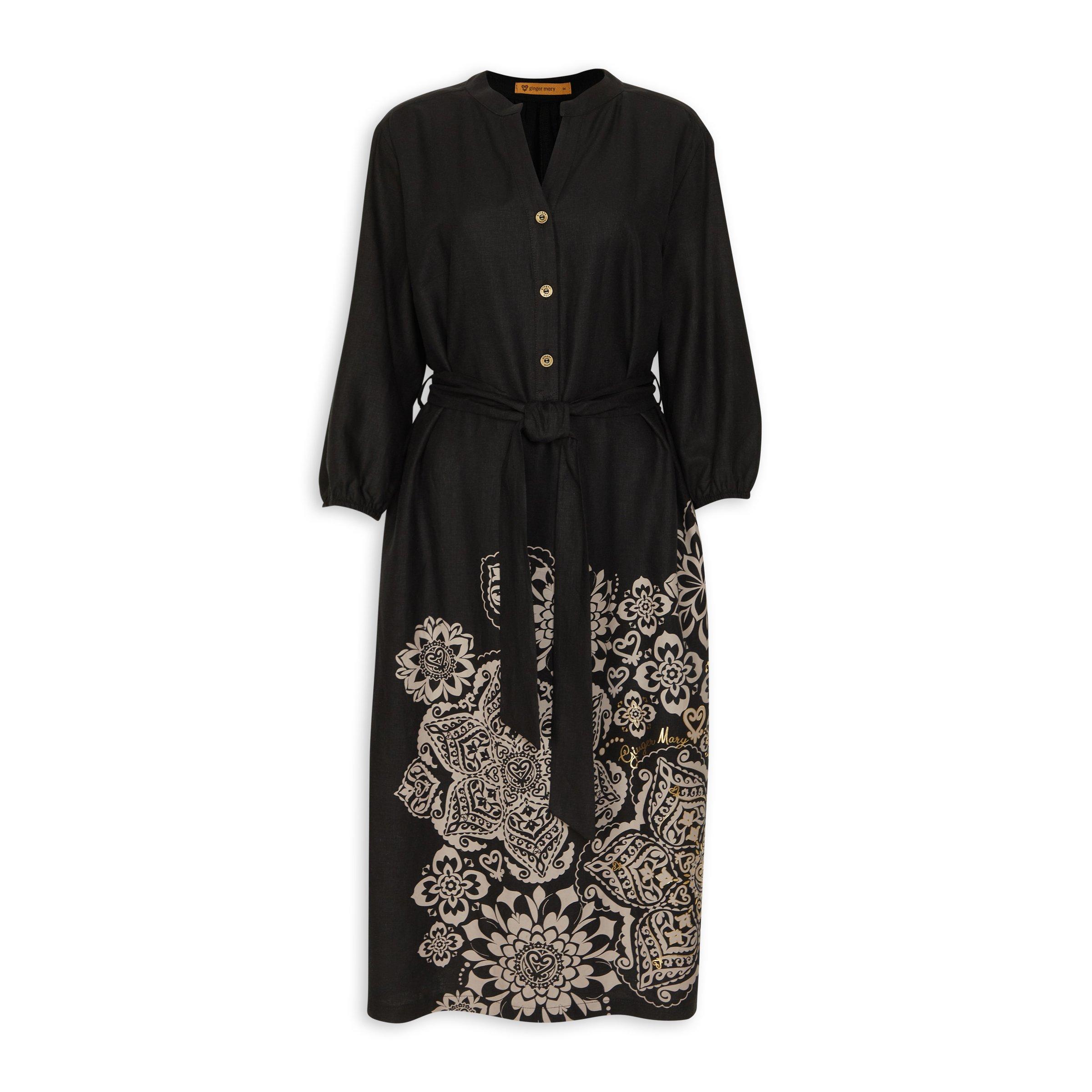 slim fit dress slacks Black tulle dress with intricate gold embroidery