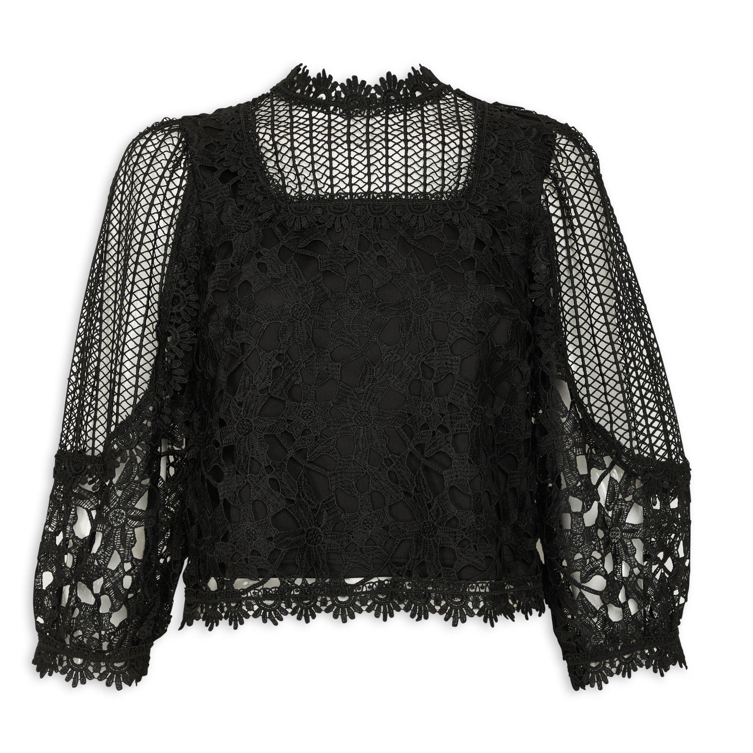 Black Guipure Lace Top (3155189) | Truworths