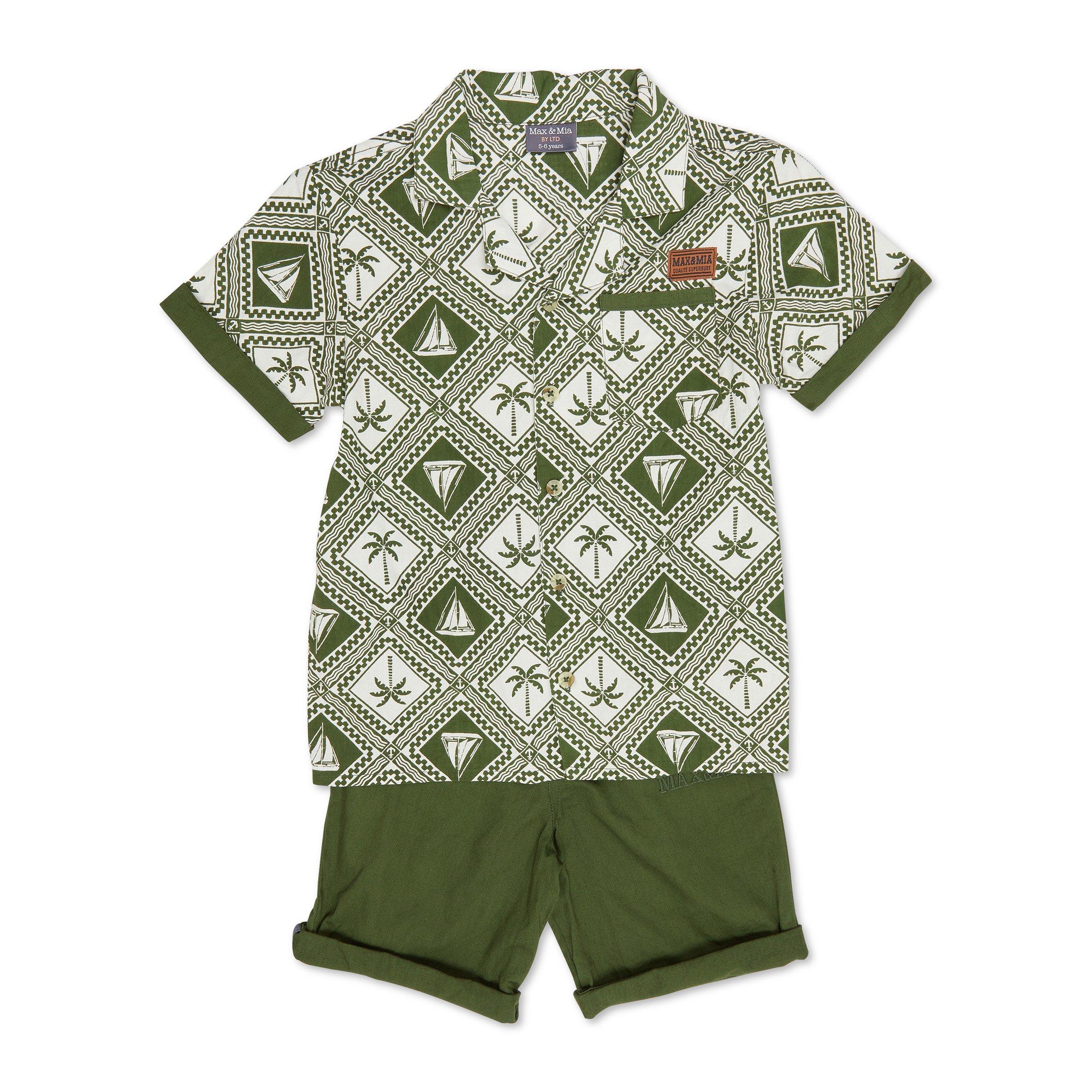 Dress For Boy In Cotton Stuff Seafarer Print Light Green Color main image 0