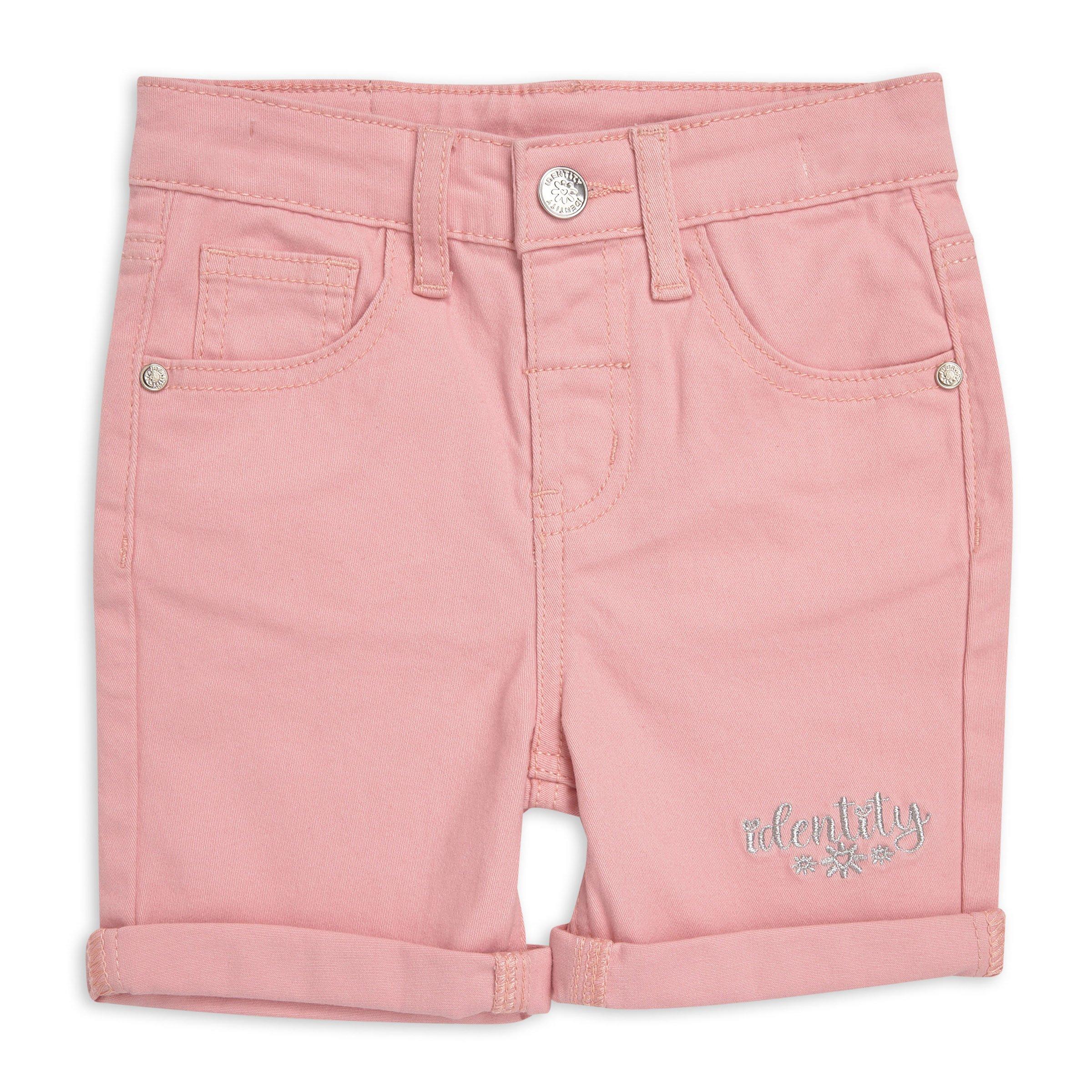 Girls Pink & Blue Viscose Print Shorts