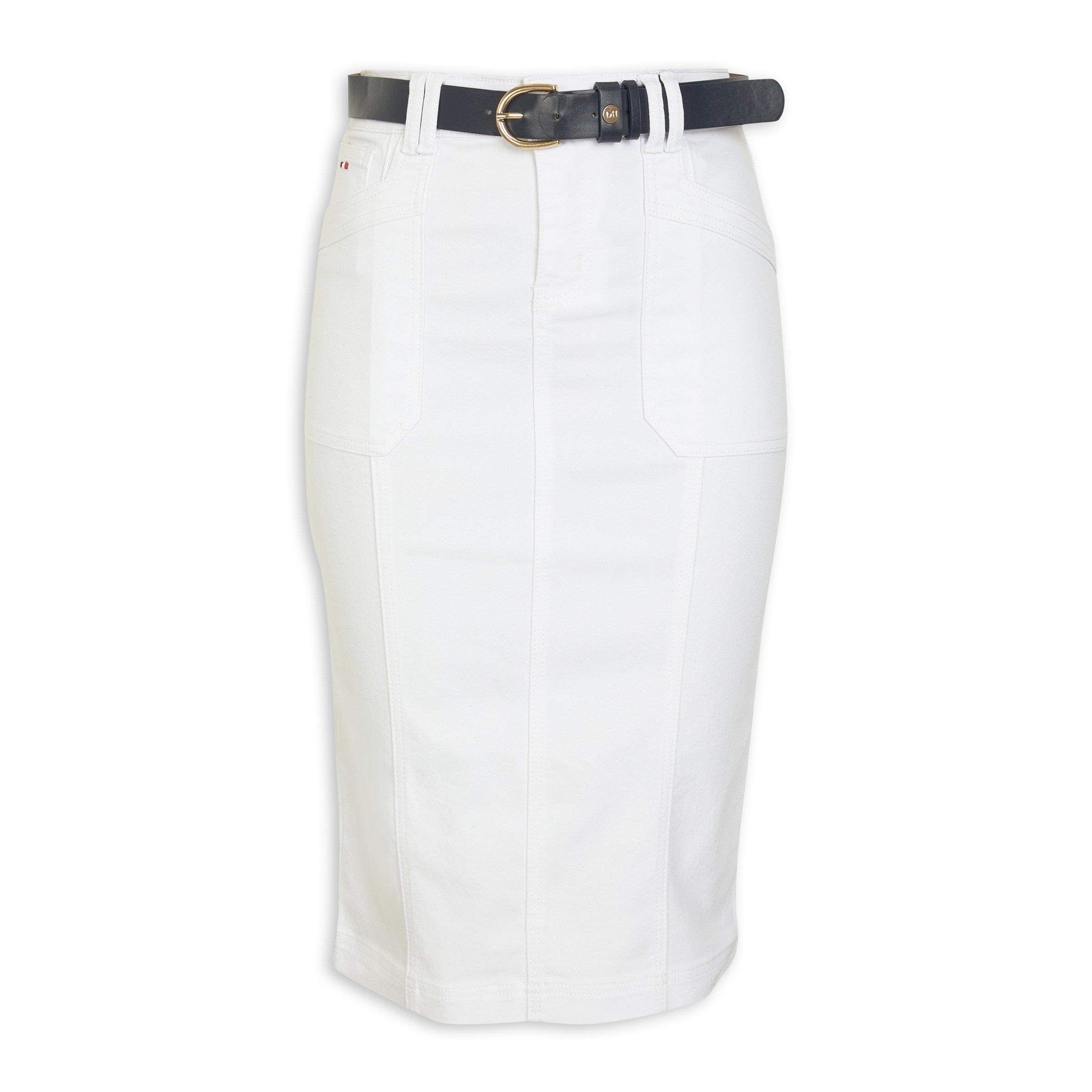 White Denim Belted Skirt (3160874) | Daniel Hechter