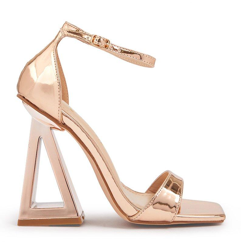 Rose Gold Pyramid Shaped Heel Sandal 3173227 Slay Queen