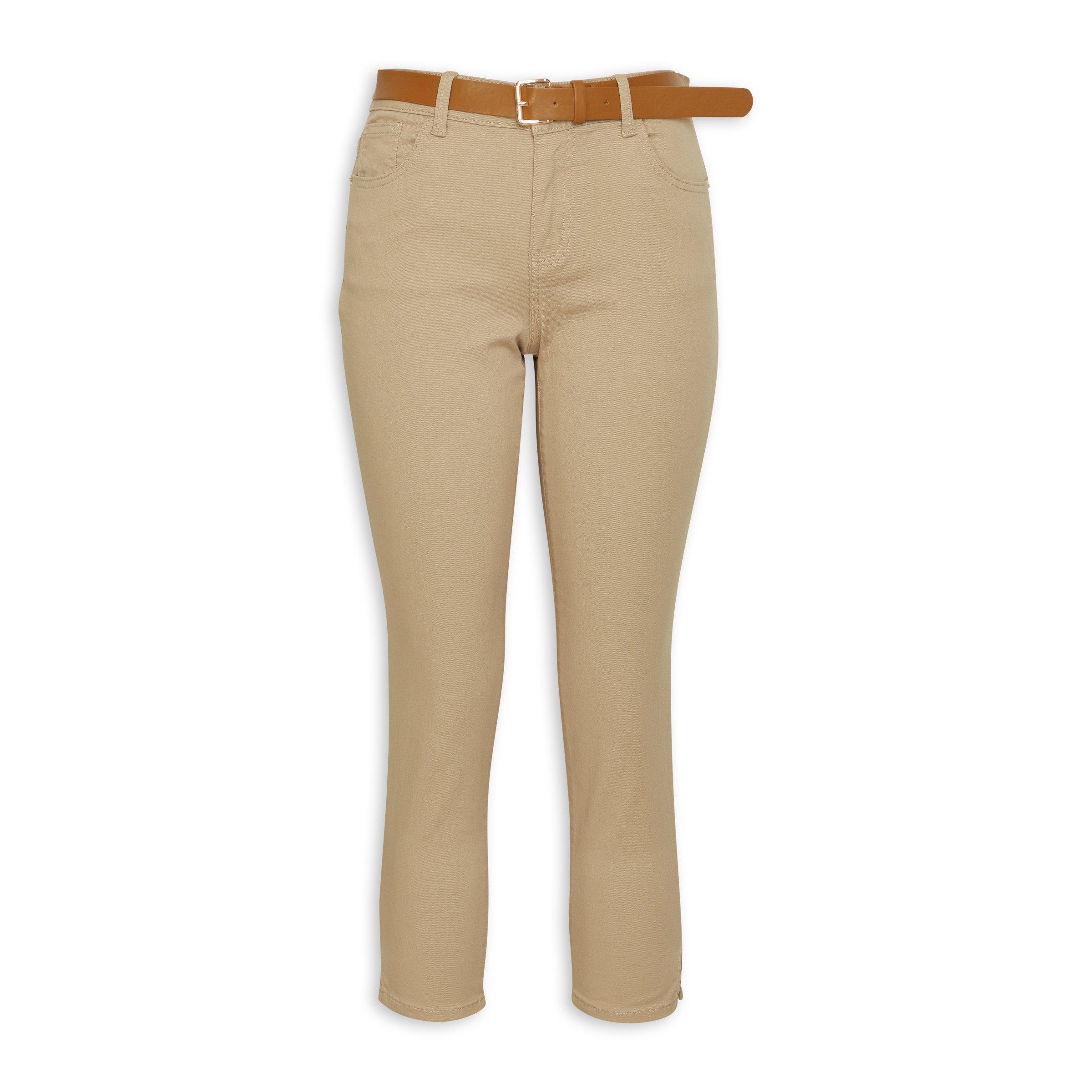 Beige Belted Capri Pants (3176242) | Identity