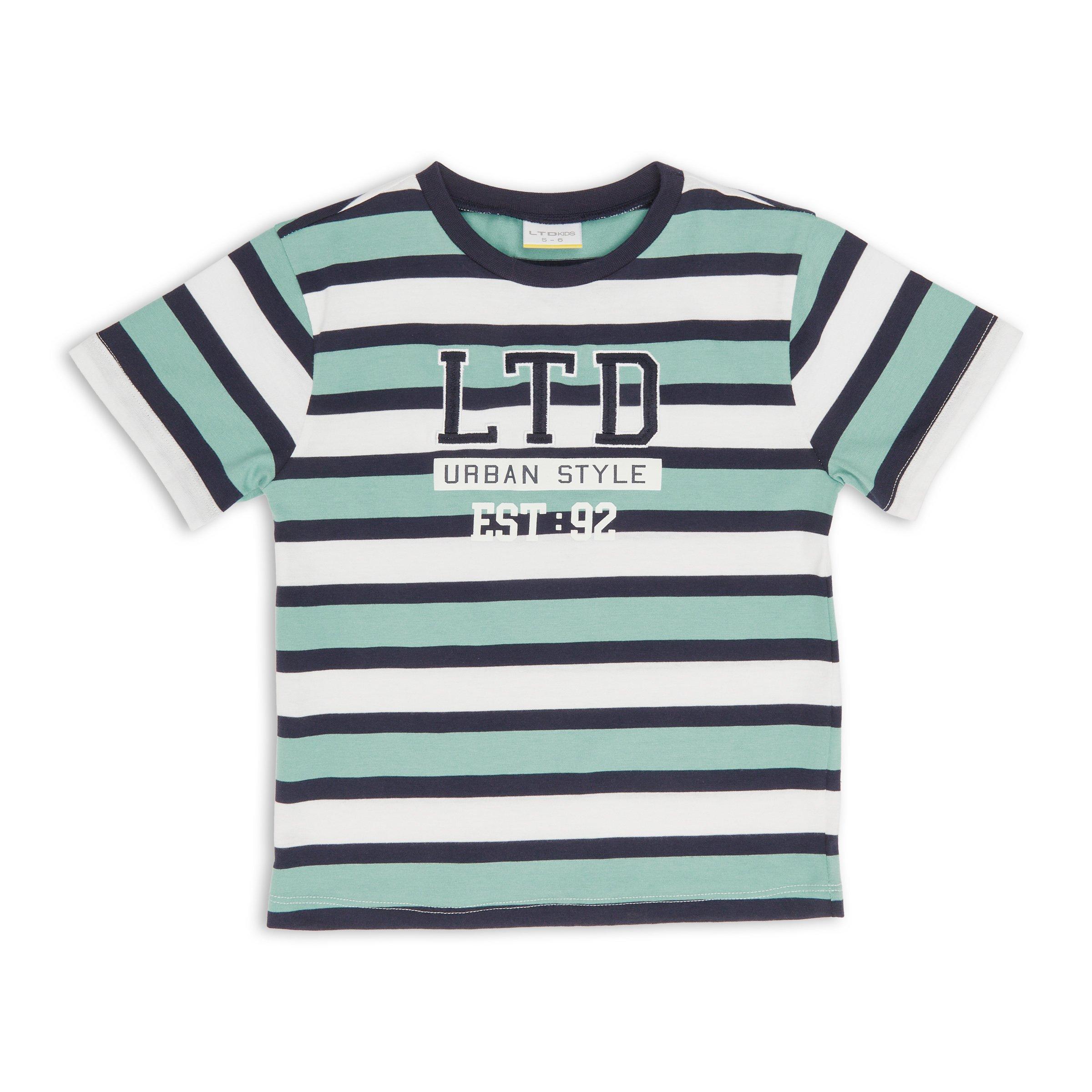 Boys Blue Striped Loose Fit Shirt