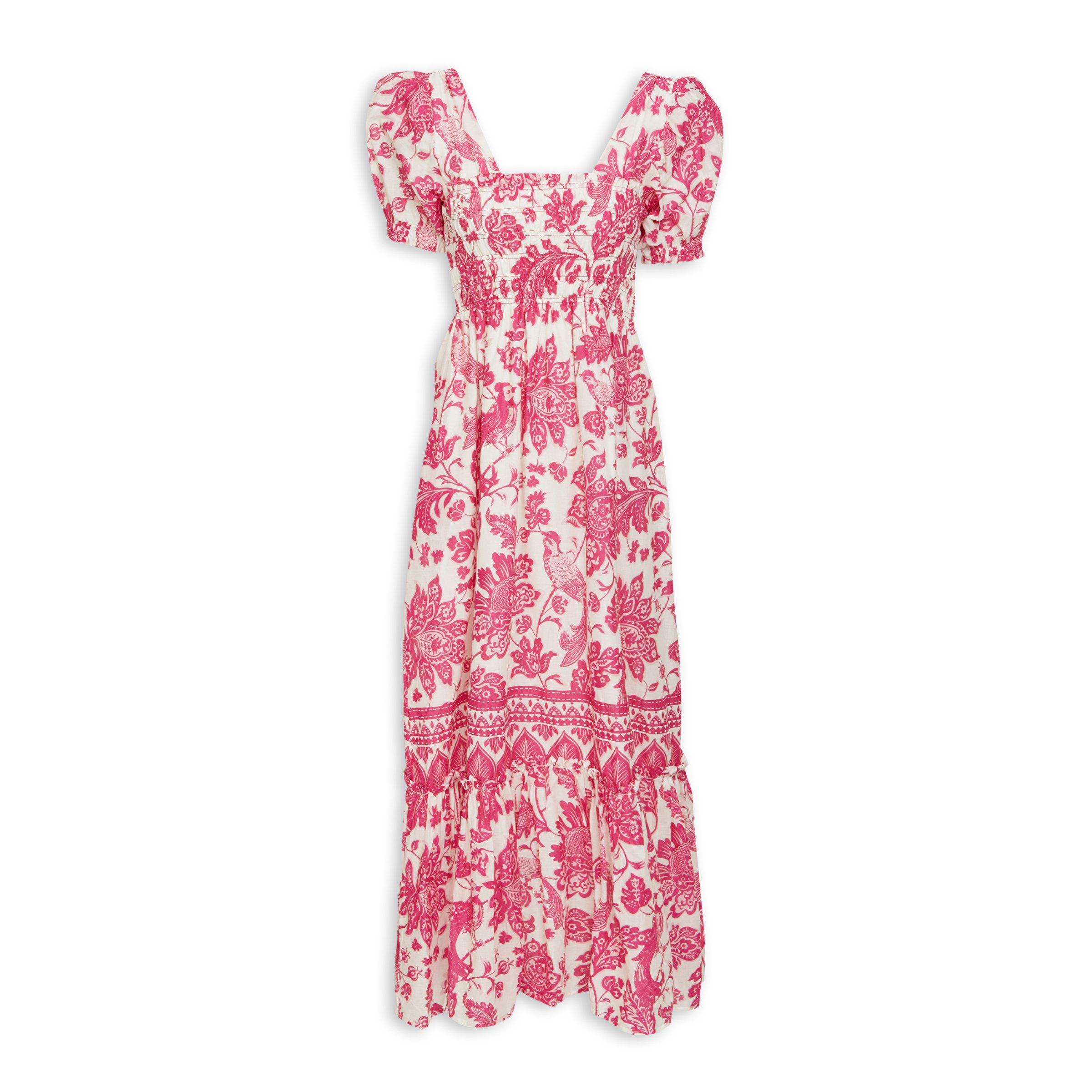 Floral Pattern White Color Regular Fit Women's T-Shirt Dress main image 0