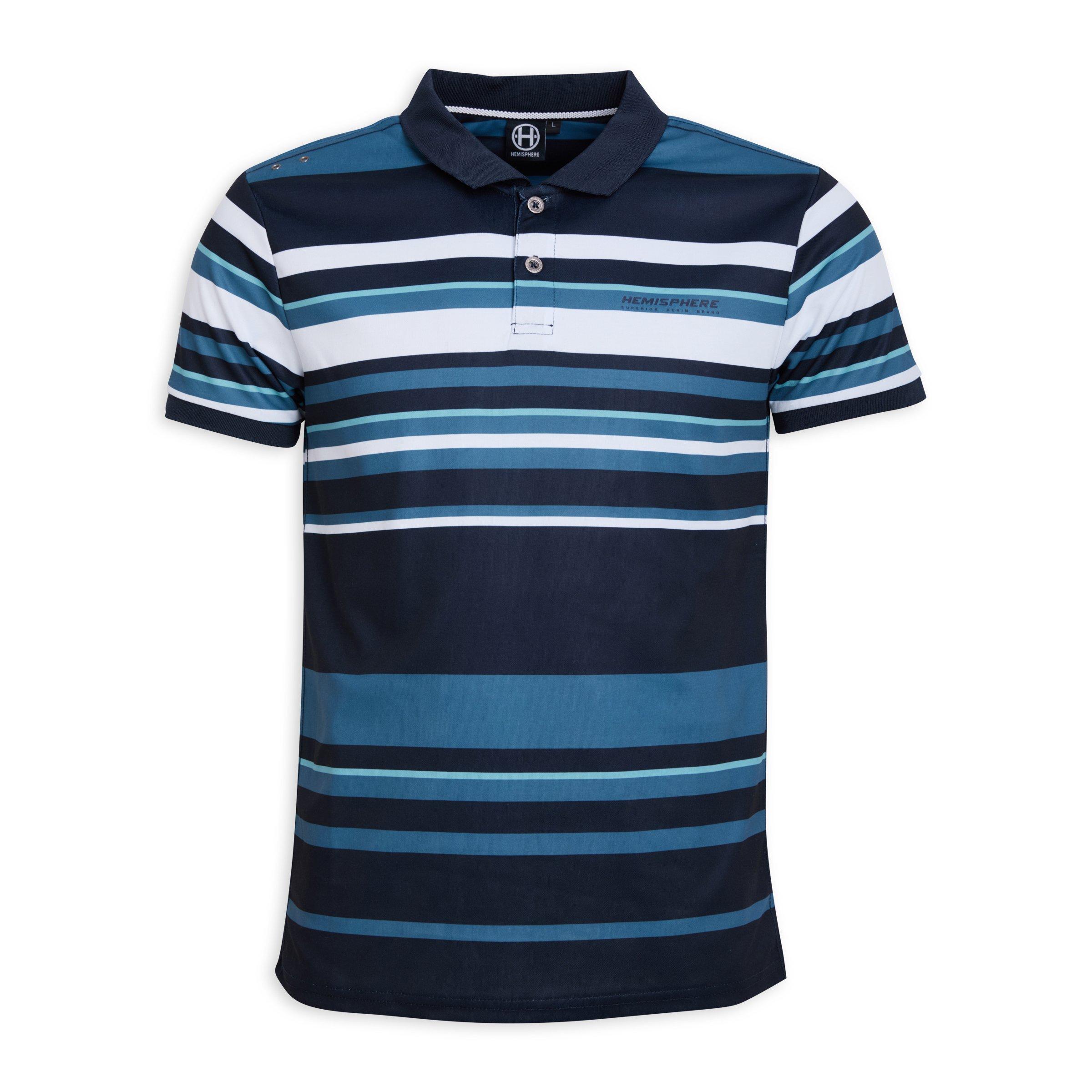 Navy Striped Golfer Shirt