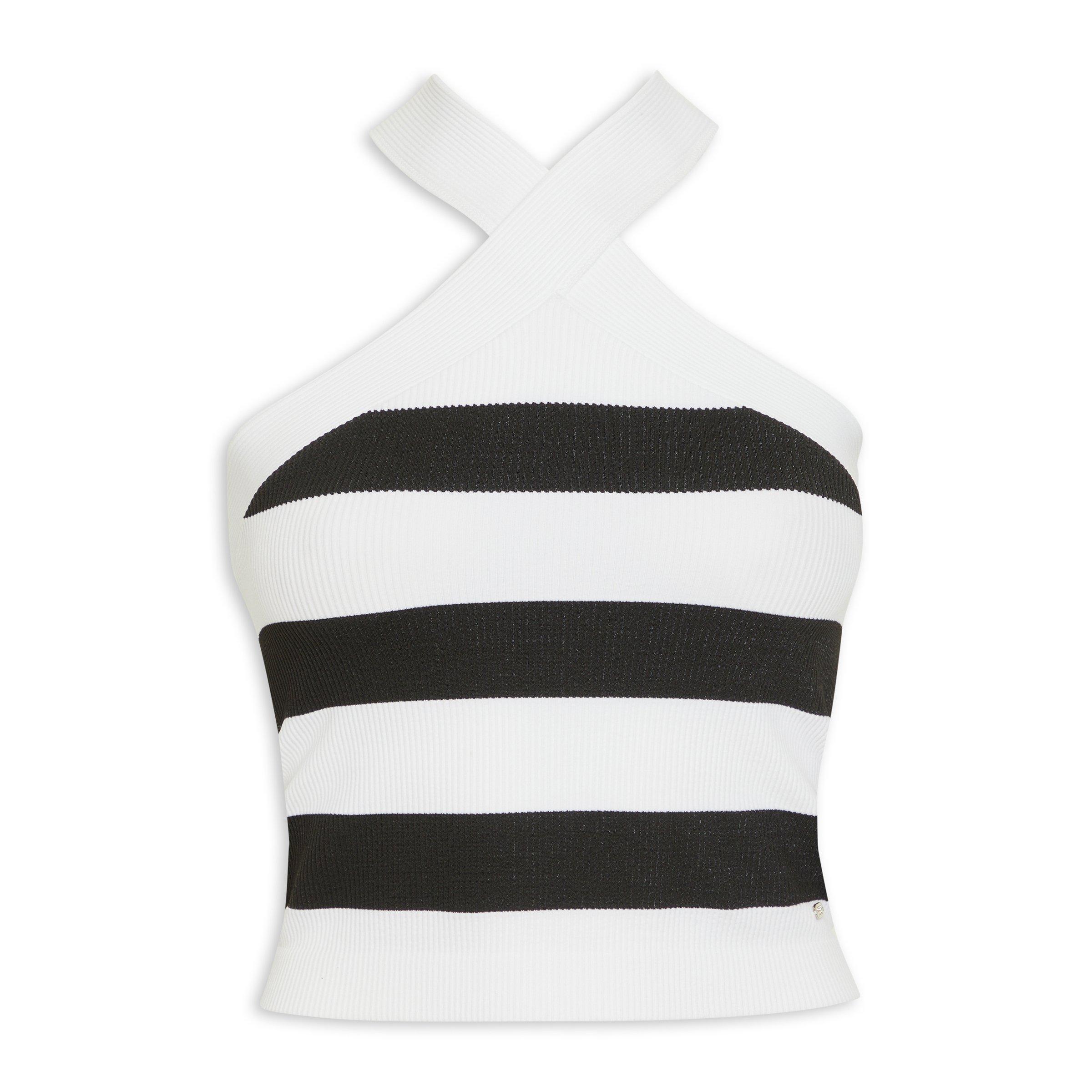 black and white halter top