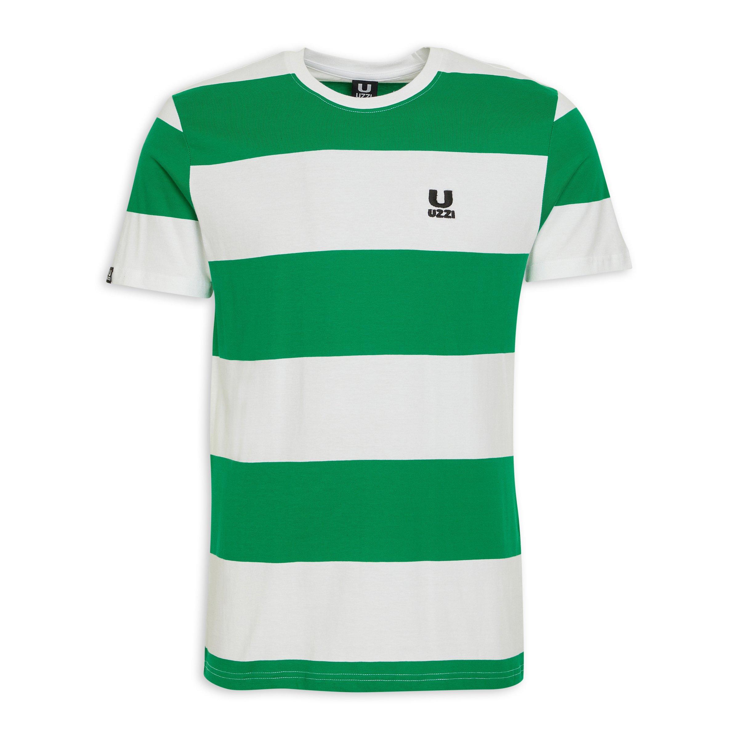 SS TEE WITH STRIPED LOGO GREEN