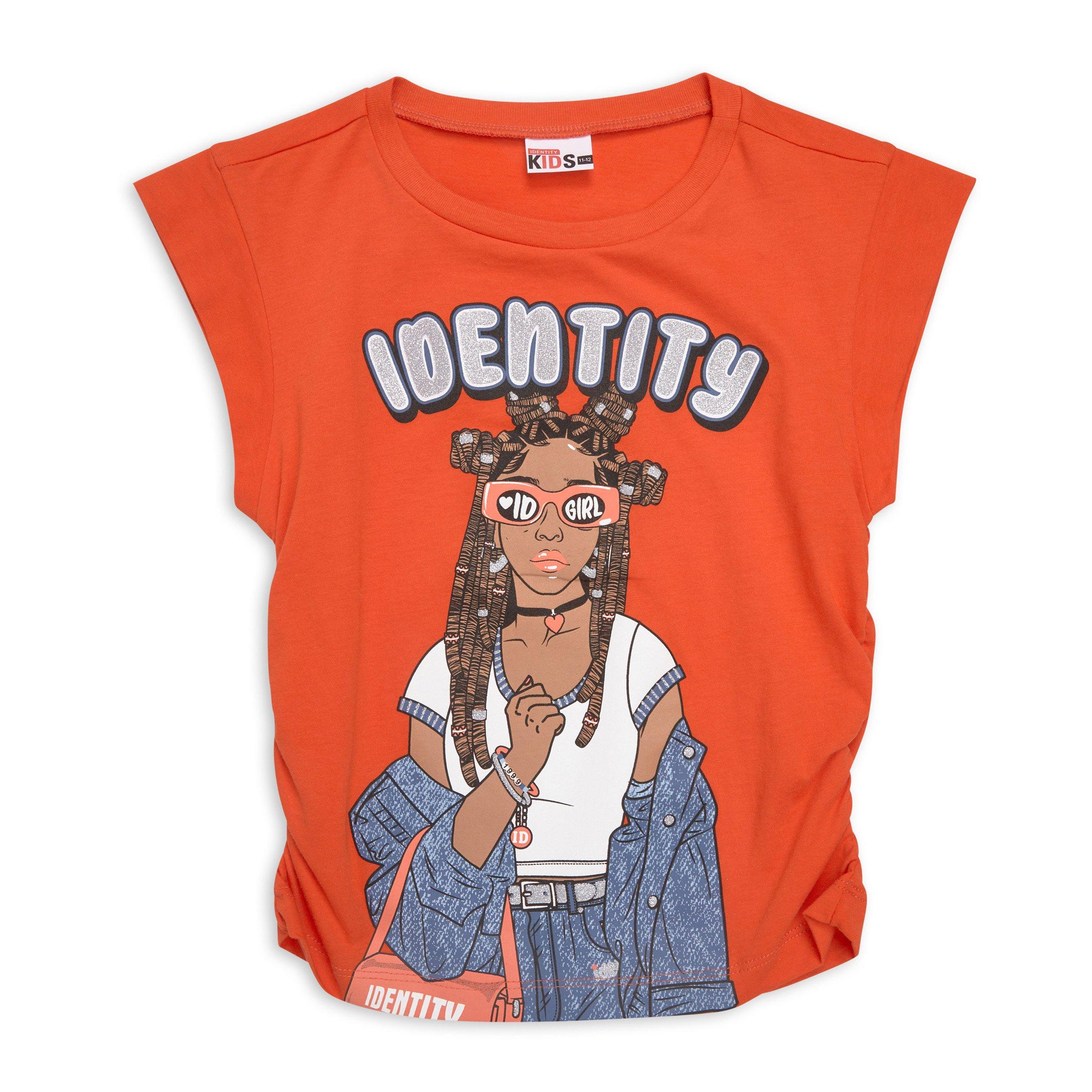 Girls Orange Graphic T-shirt (3179564) | Identity