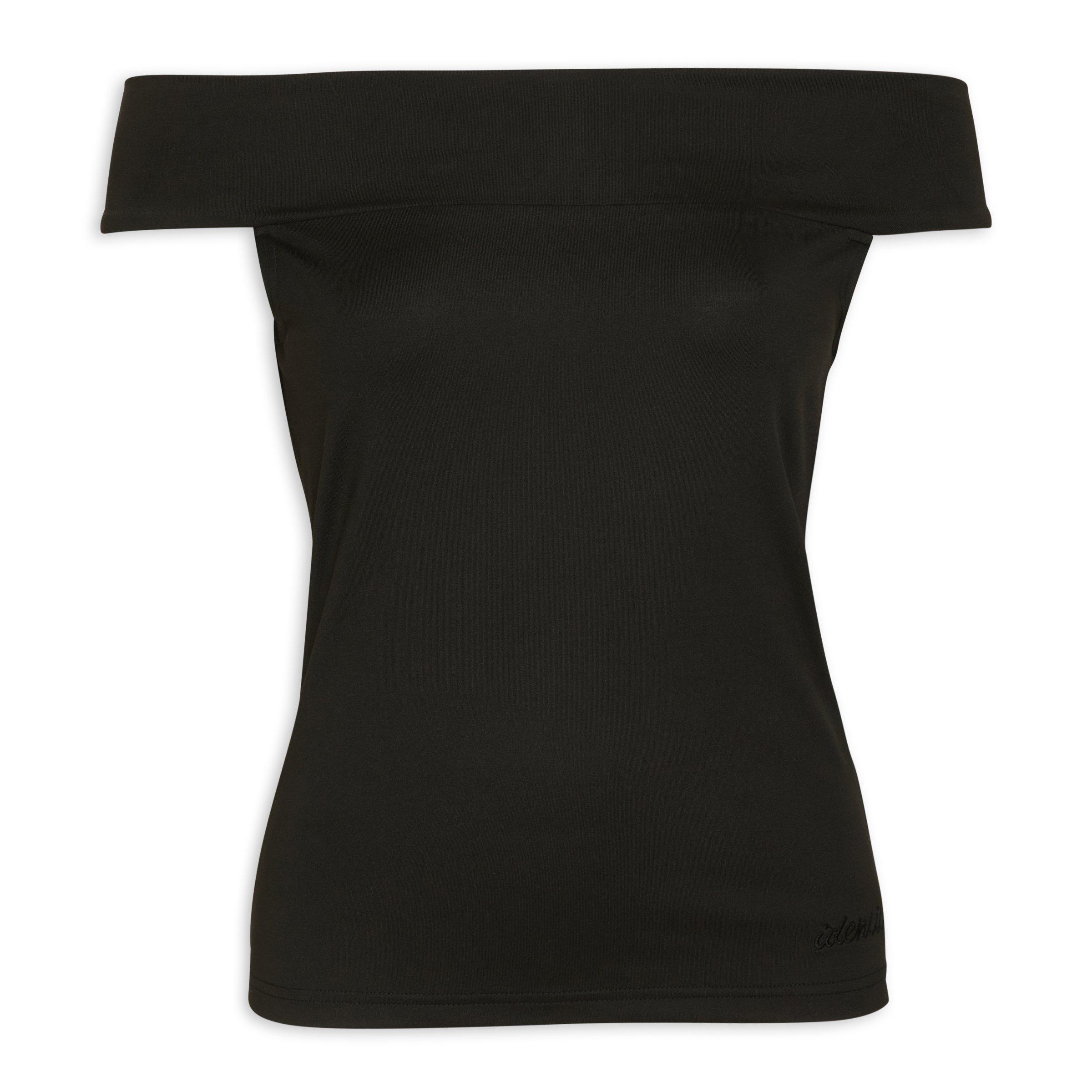 BLACK OFF THE SHOULDER SWEATSHIRT TOP main image 0