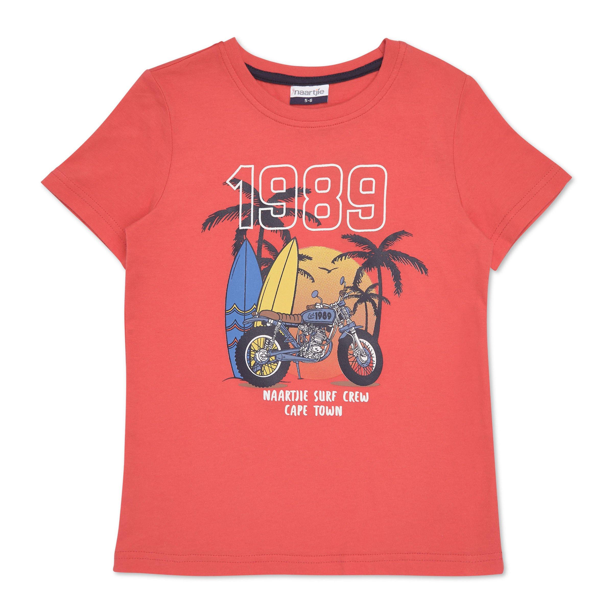 Boys Coral Leaf Printed Shirt Coral Orange