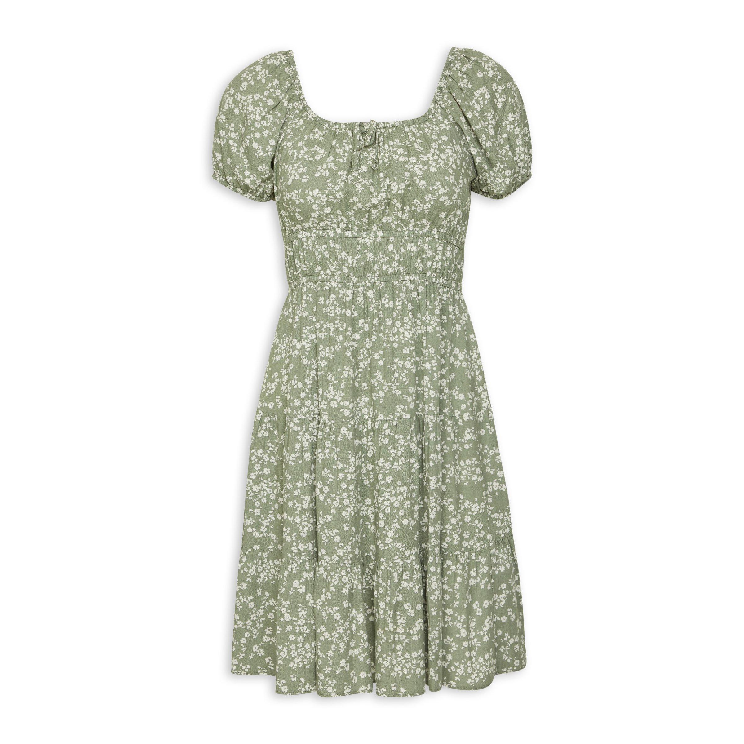 Sage Green Floral Print Dress