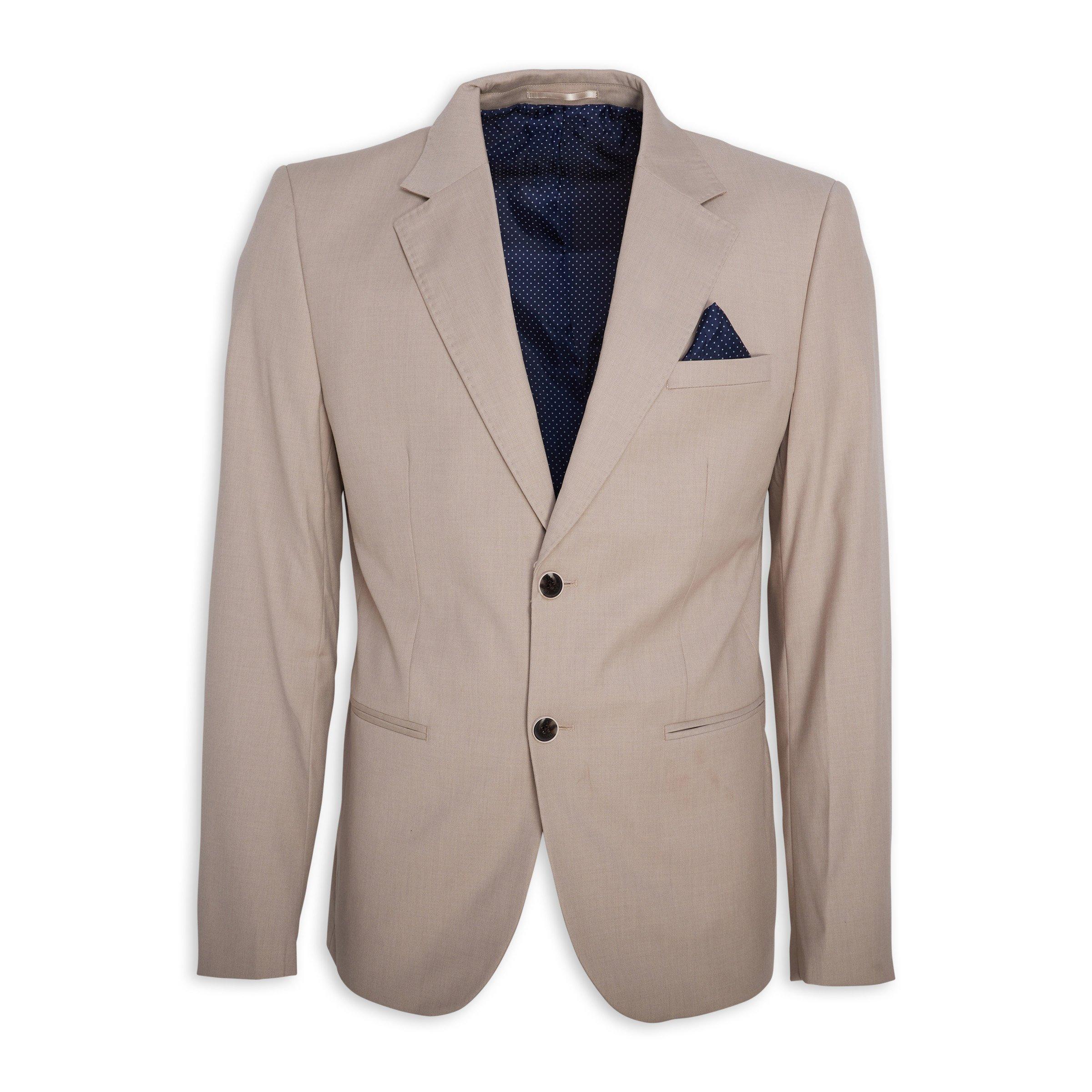 11734 Beige Plain Mens Blazer Jacket