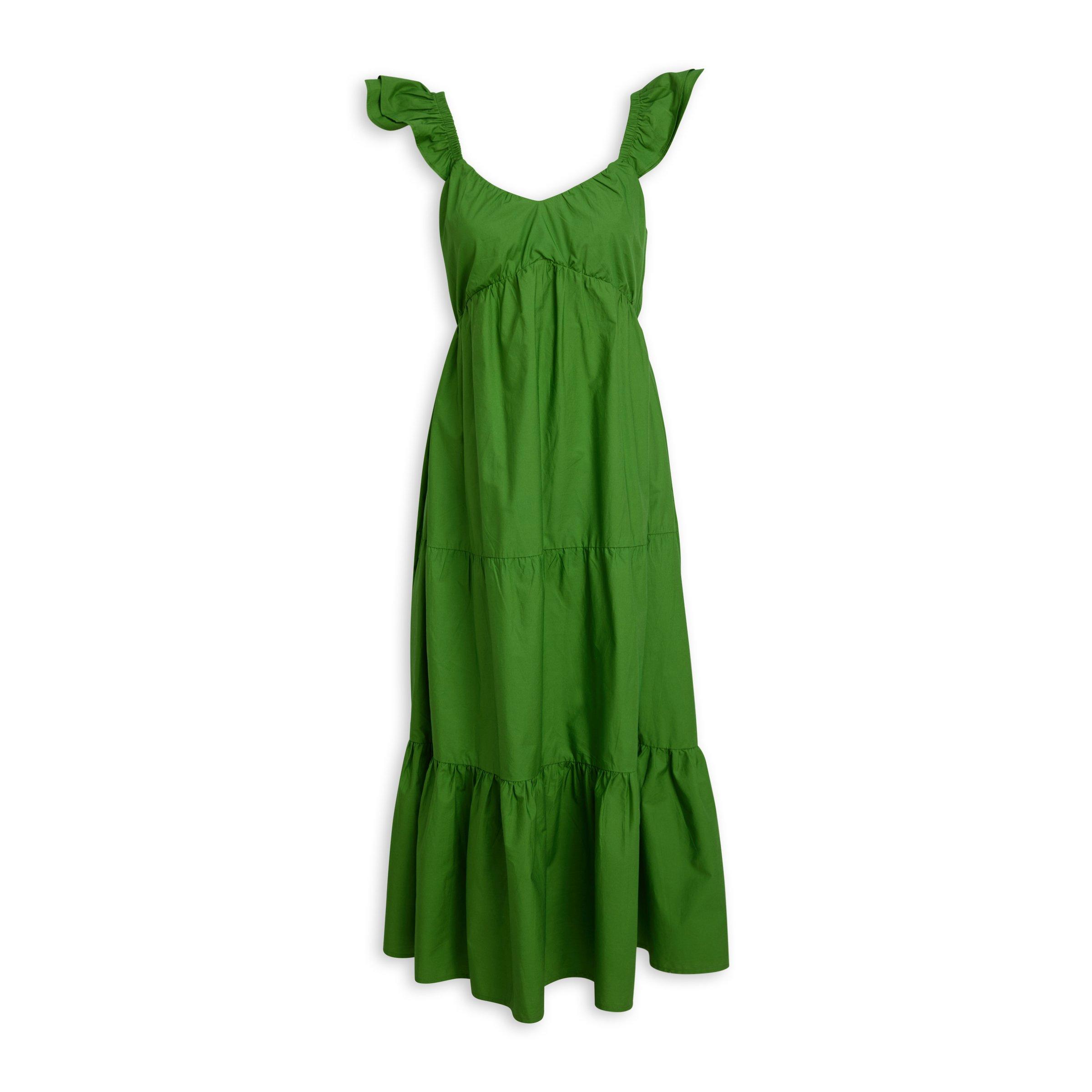 4510340 Green Tiered Detail Dress