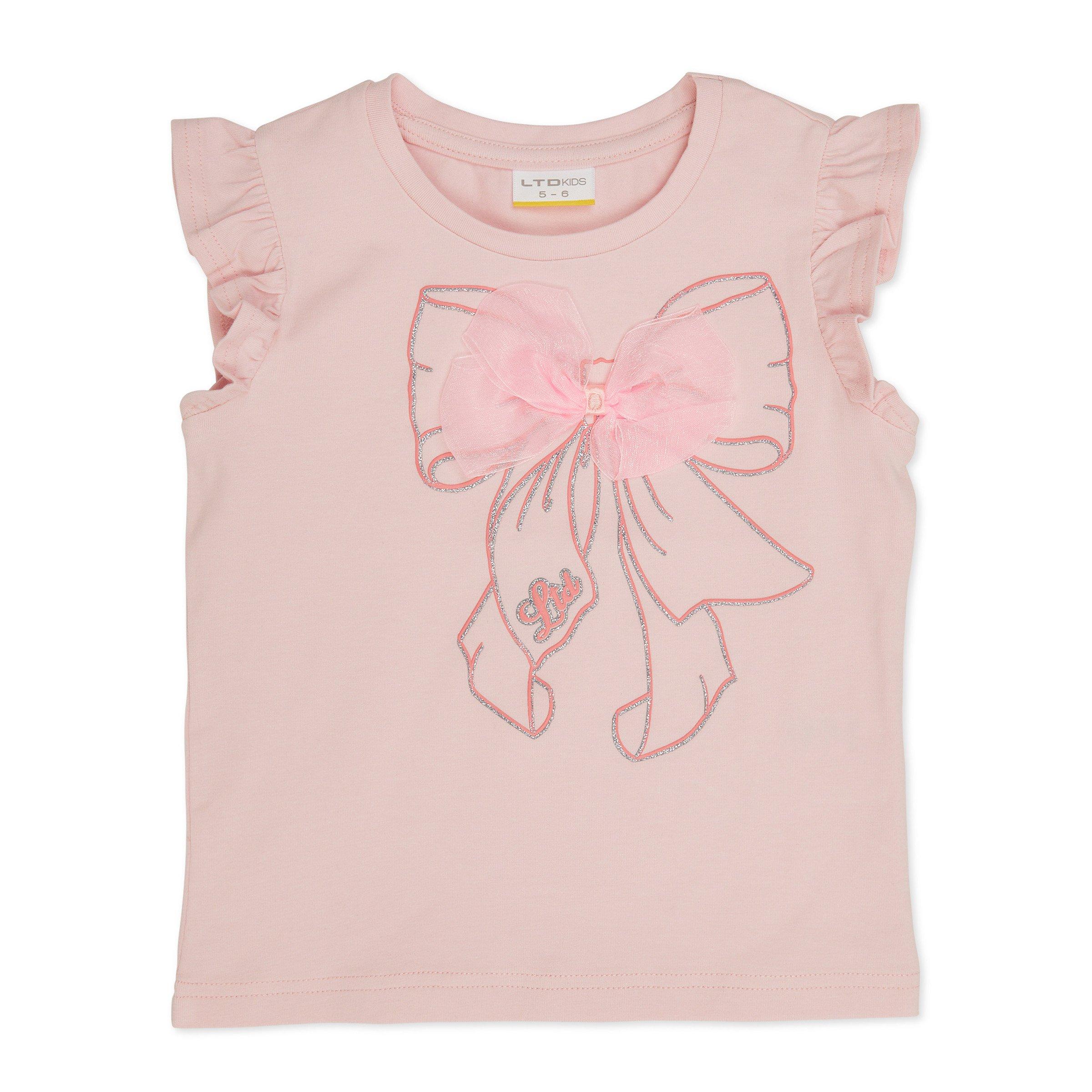 Girls Red Bow & Cherry Printed T-Shirt With Flared Pants Sets