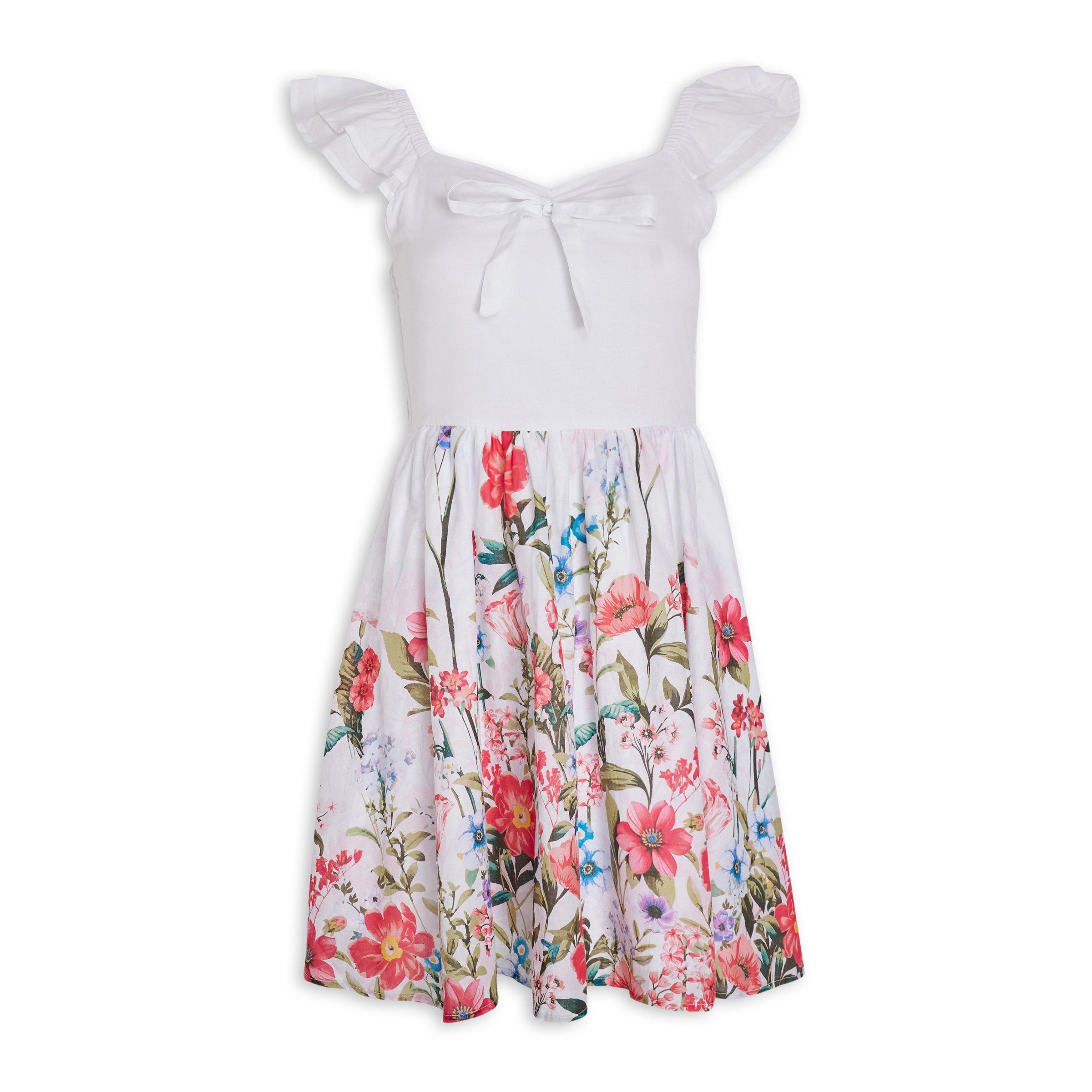 Women's Floral Printed Dress,White main image 1