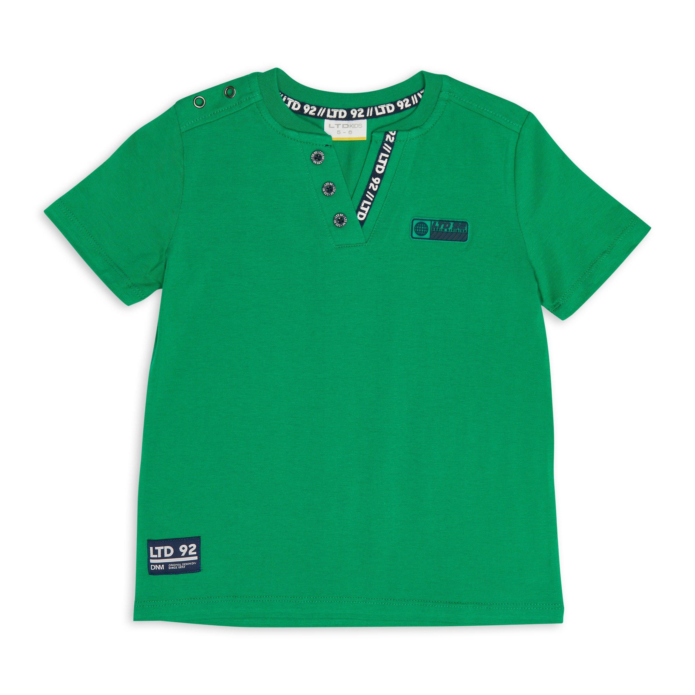Boys Orange Printed Henley Neck T-Shirt