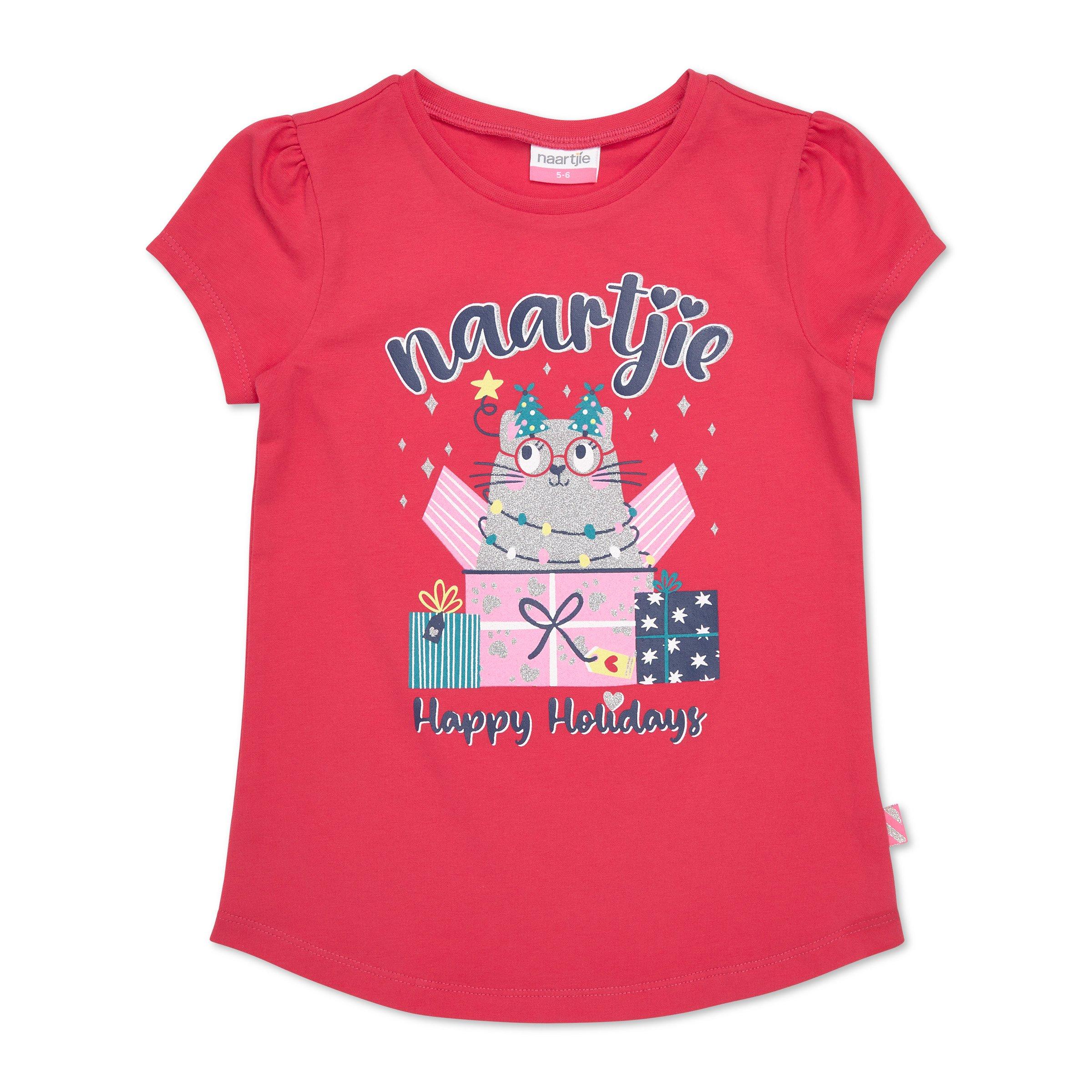Girls Green Pink Printed T-Shirt With Skirt main image 0