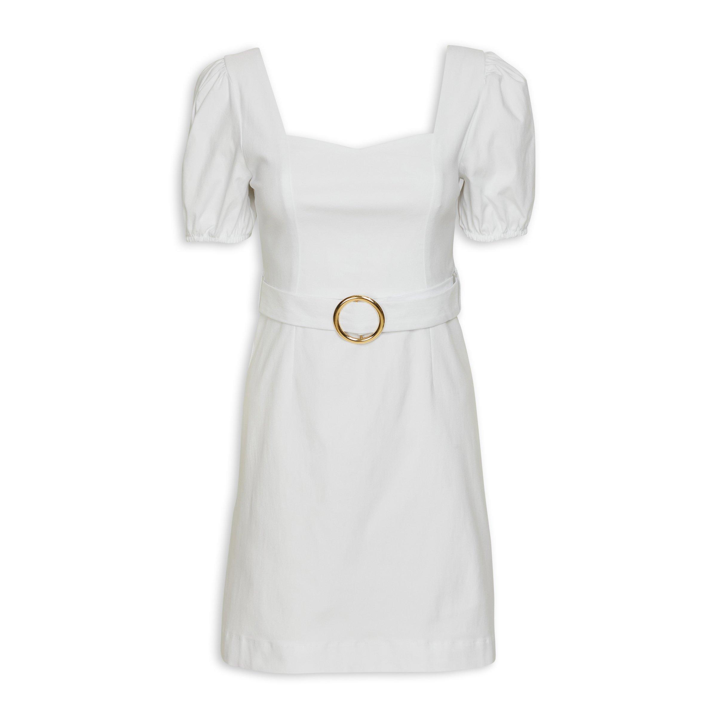 Elin Fit And Flare Shoulder Tie Dress Spot Print White