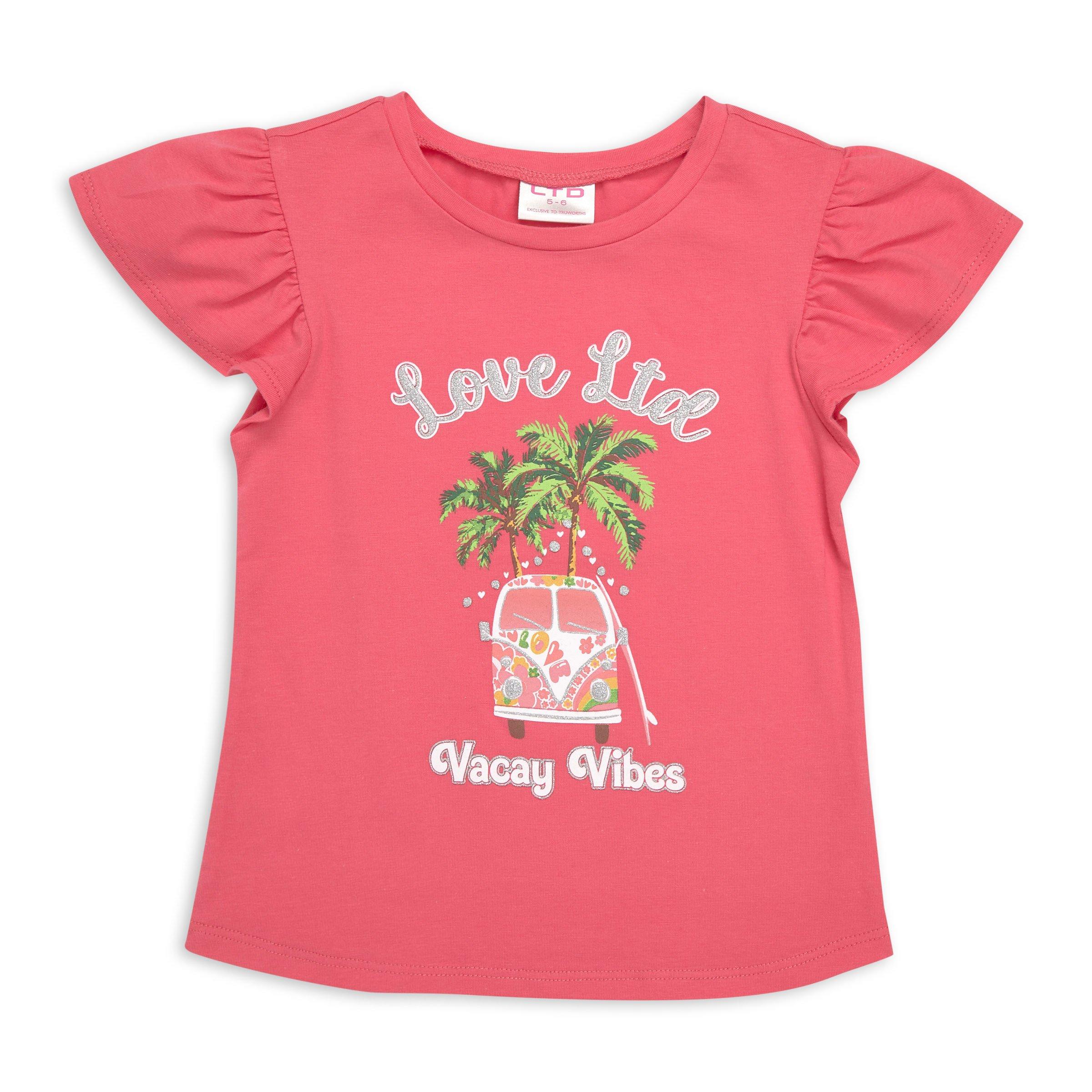 Girls Pink Donat & Drink Printed T-Shirt With Flared Pants Sets main image 0